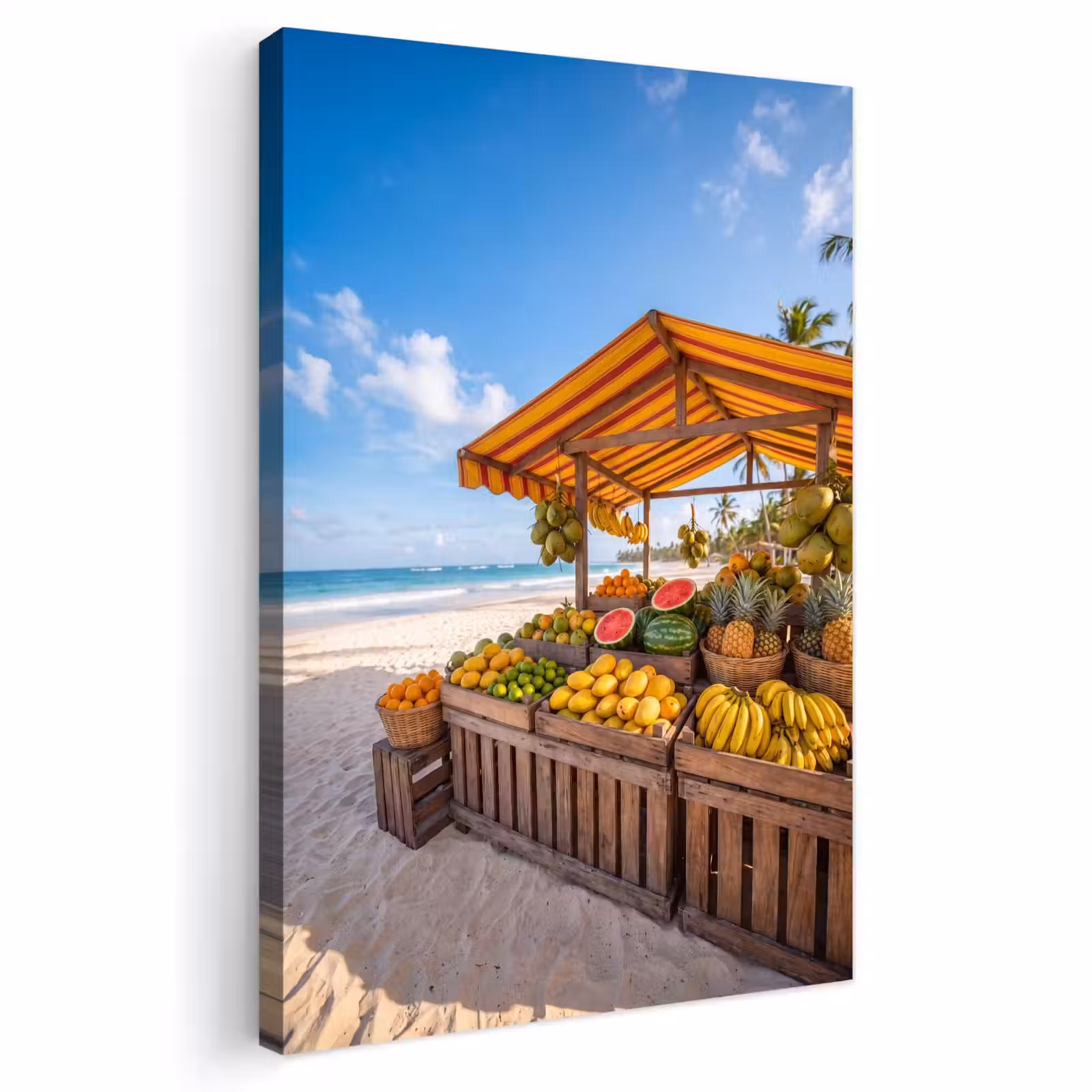 Outdoor Canvas Print - Fruit - Beach - Tropical - Fruit - Strand - Tropisch Tuinposter op houten frame 2 cm dik klein