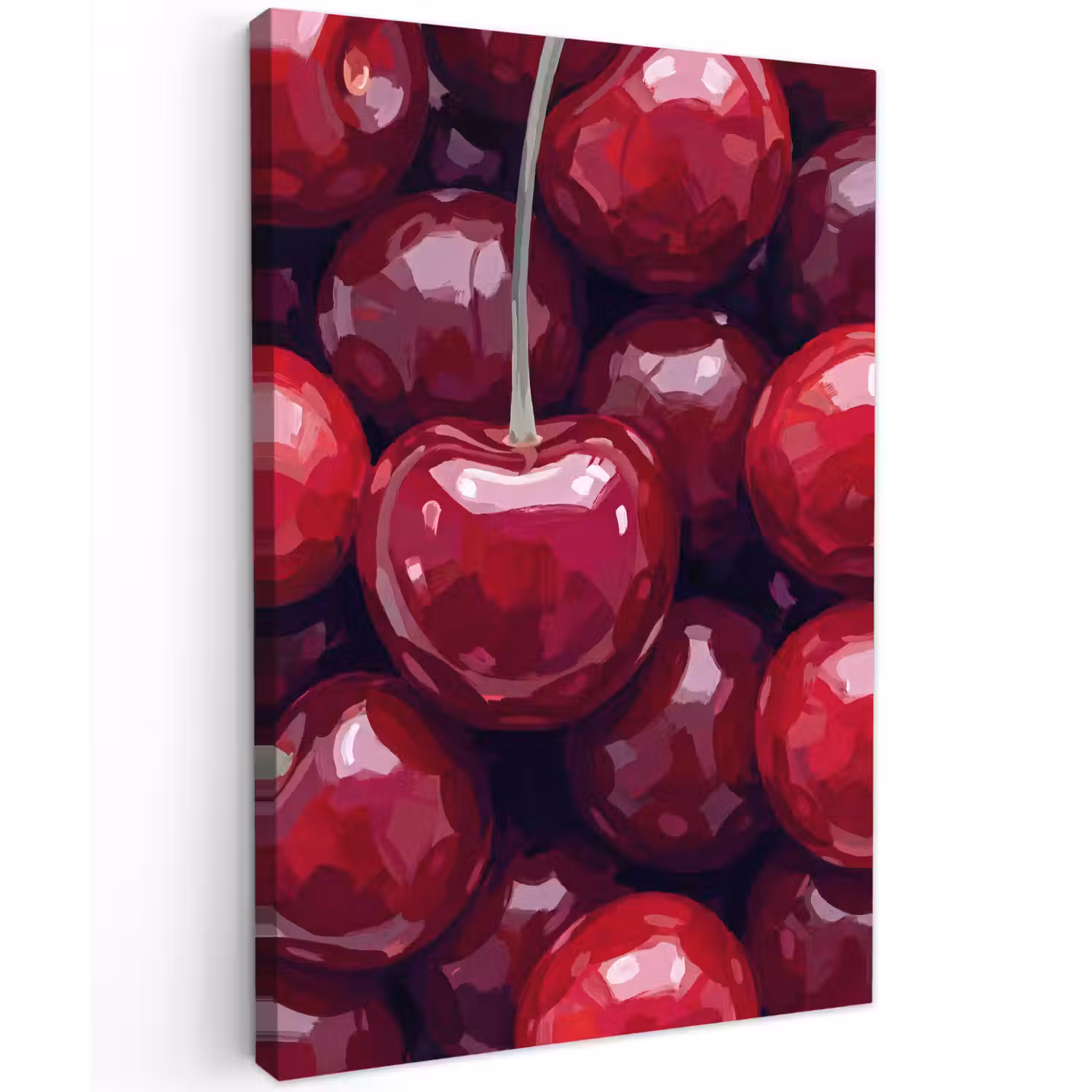 Fruit - Kersen - Eten - Modern - Rood Tuinposter op houten frame 2 cm dik klein -3d
