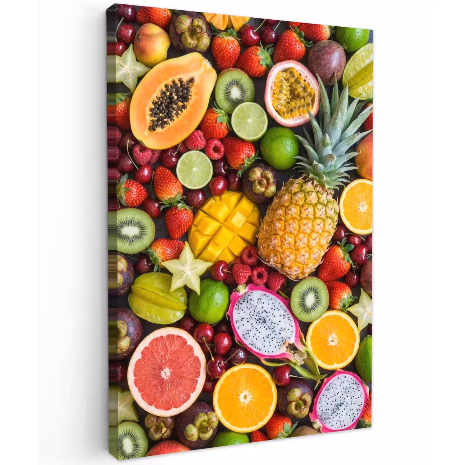Fruit - Assortiment - Vers - Gezond - Kleurrijk Tuinposter op houten frame 2 cm dik klein -3d