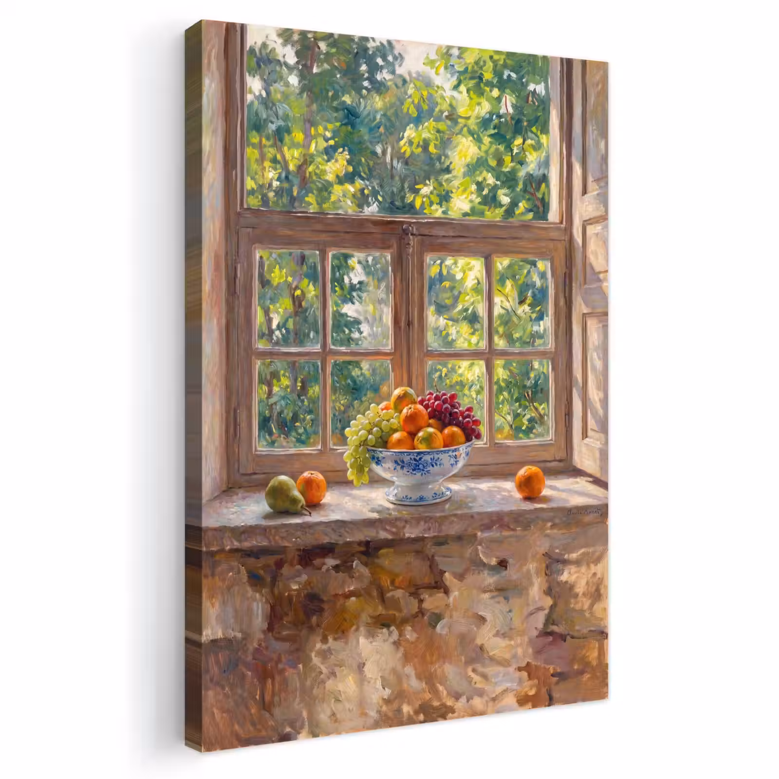 Outdoor Canvas Print - Fruit - Windowsill - Nature - Fruit - Vensterbank - Natuur Tuinposter op houten frame 2 cm dik klein