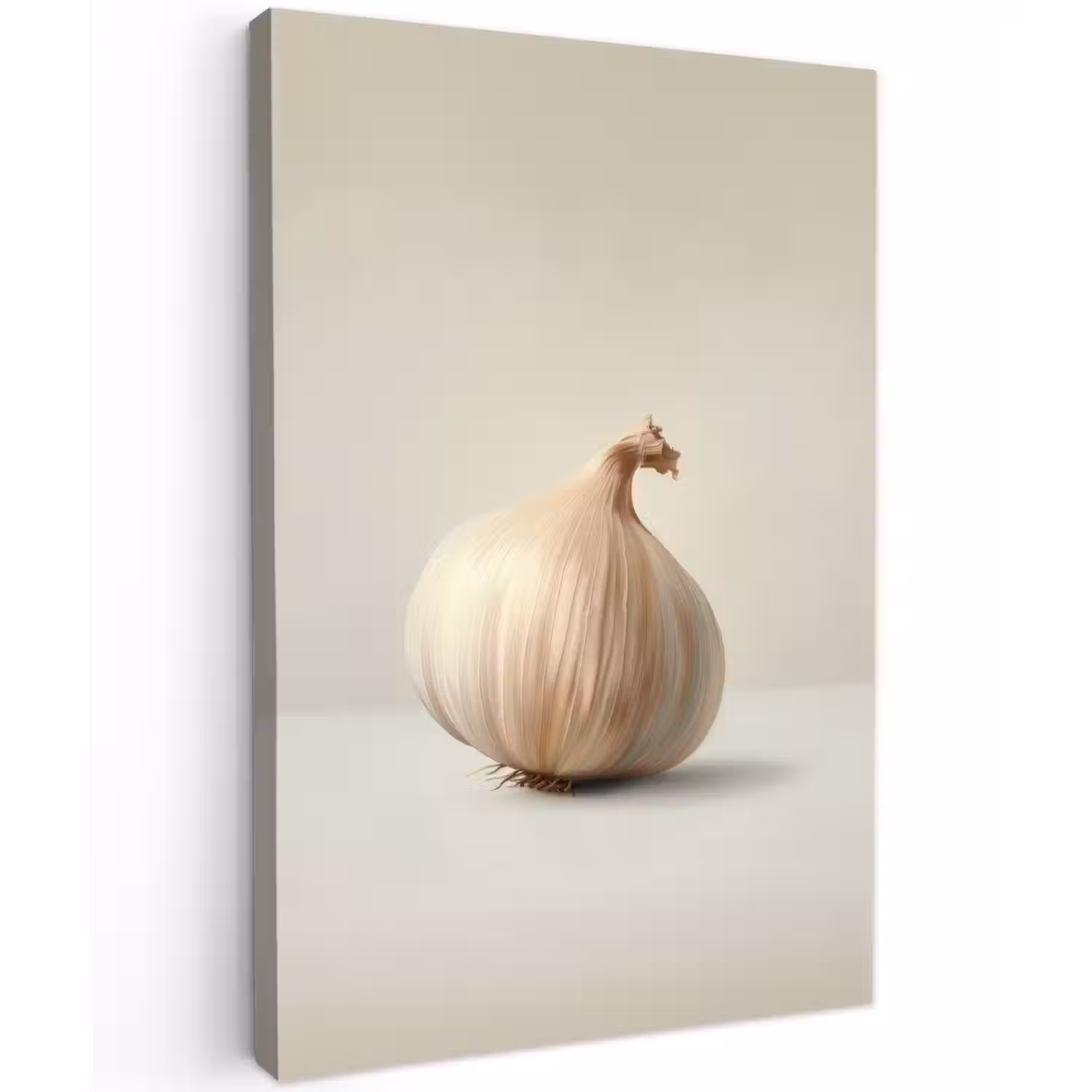 Knoflook - Natuurlijk - Beige Tuinposter op houten frame 2 cm dik klein -3d