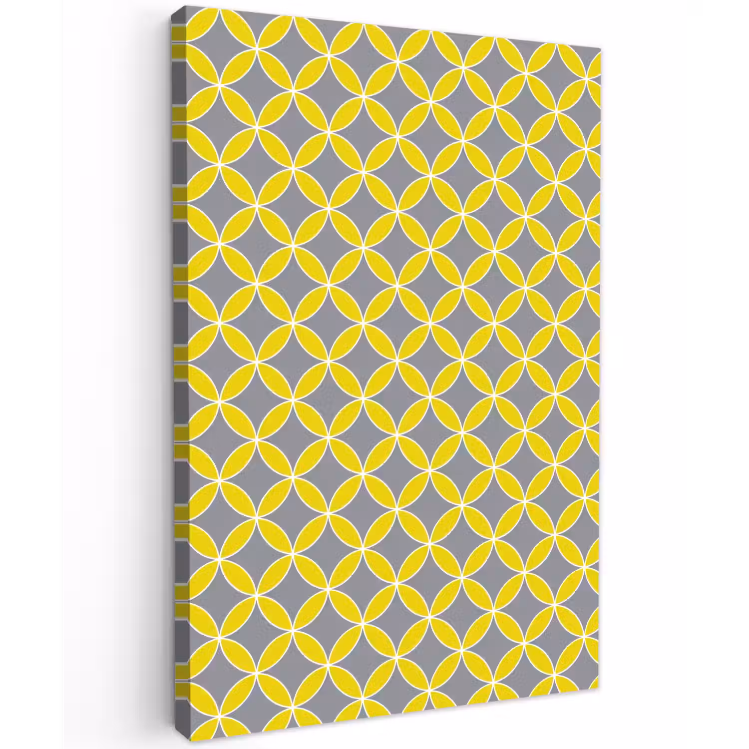 Geometrisch - Cirkels - Modern - Grijs - Geel Tuinposter op houten frame 2 cm dik klein 841 -3d
