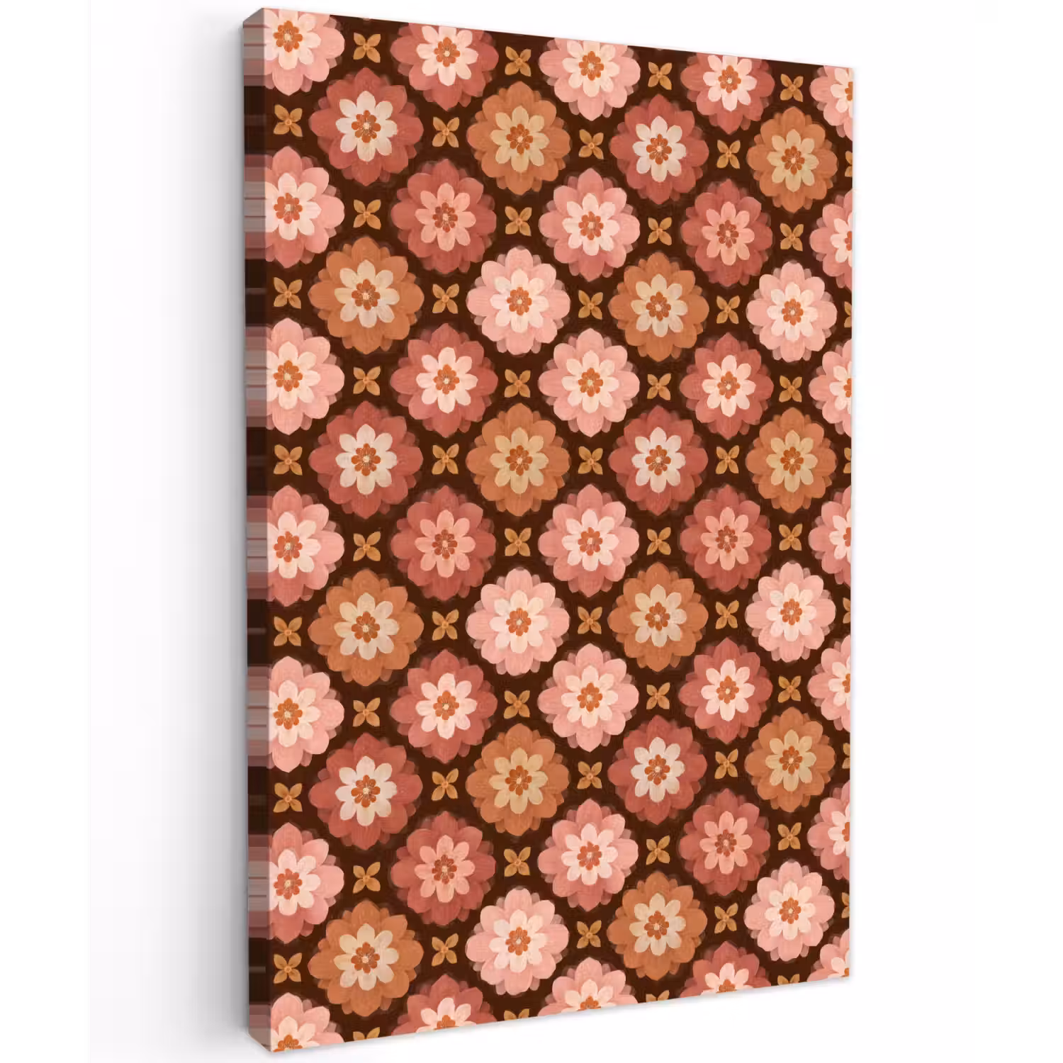 Geometrisch - Bloemen - Kleurrijk Tuinposter op houten frame 2 cm dik klein 841 -3d