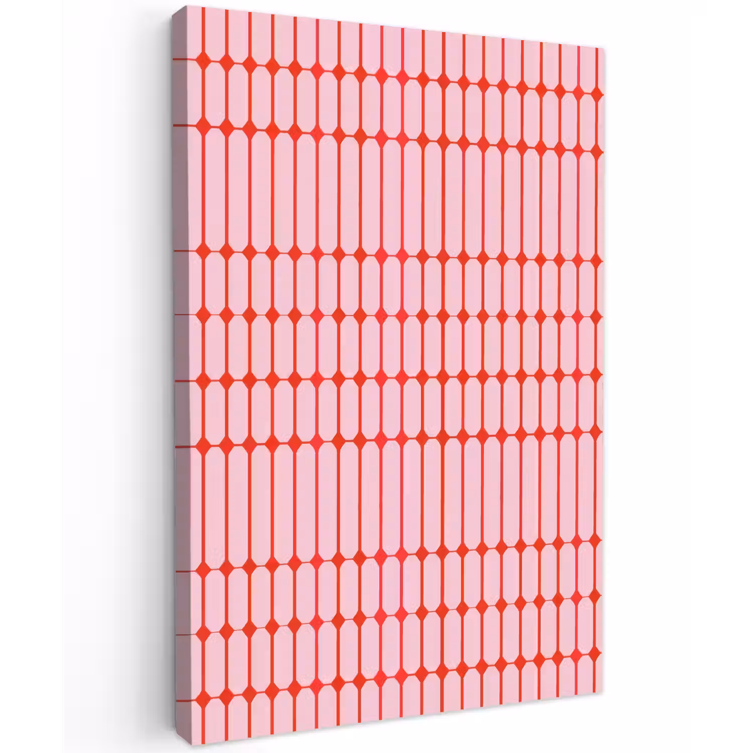 Geometrisch - Minimalistisch - Rood - Roze Tuinposter op houten frame 2 cm dik klein 841 -3d
