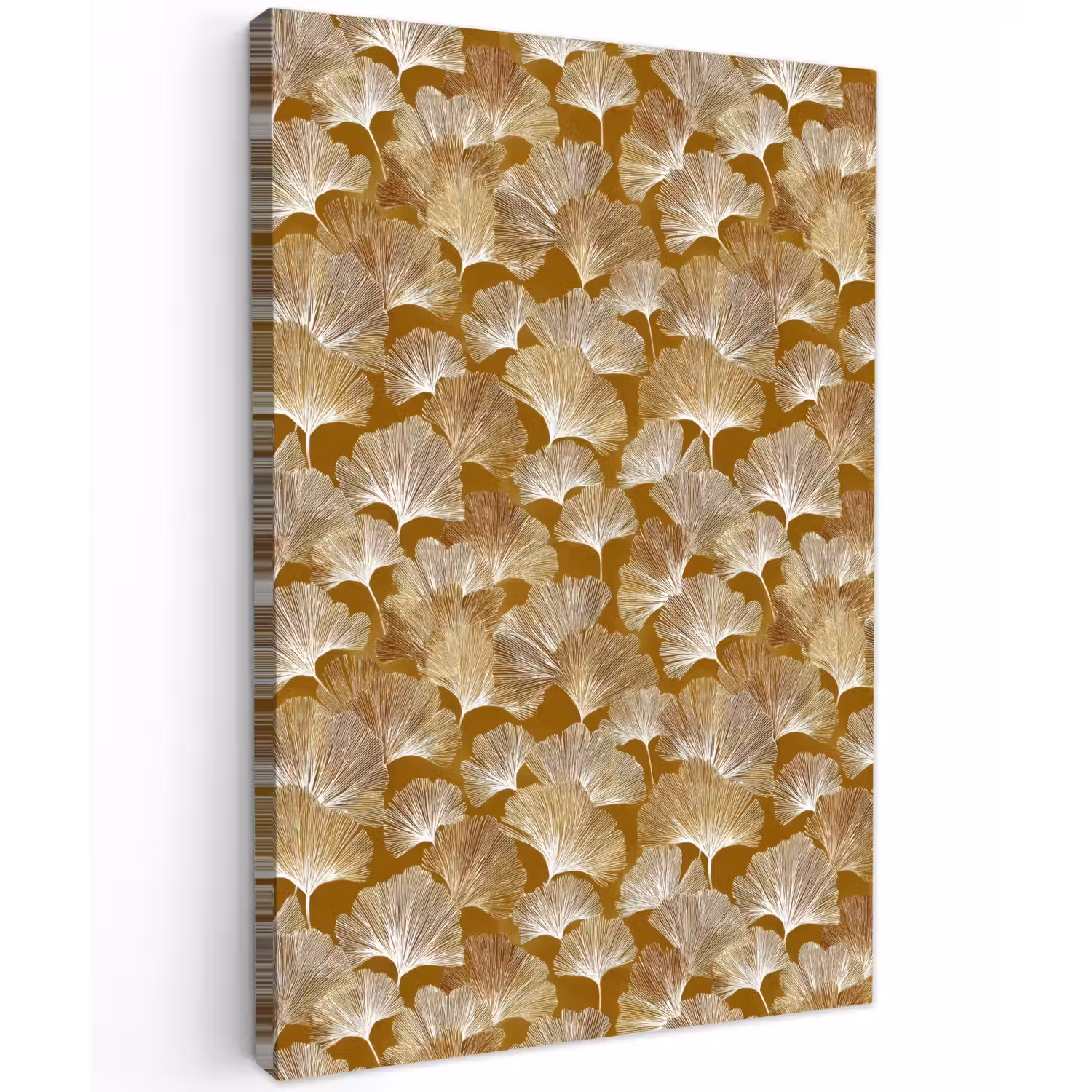 Ginkgo - Bladeren - Goud Tuinposter op houten frame 2 cm dik klein 841 -3d