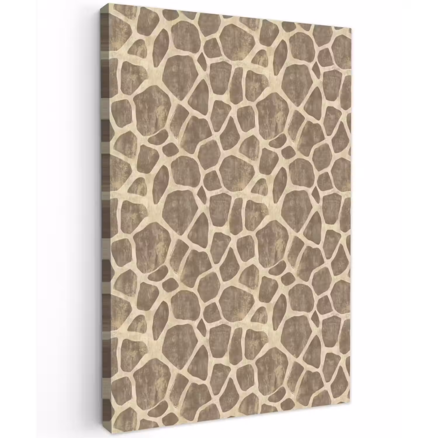 Giraf - Patroon - Beige - Bruin Tuinposter op houten frame 2 cm dik klein 841 -3d