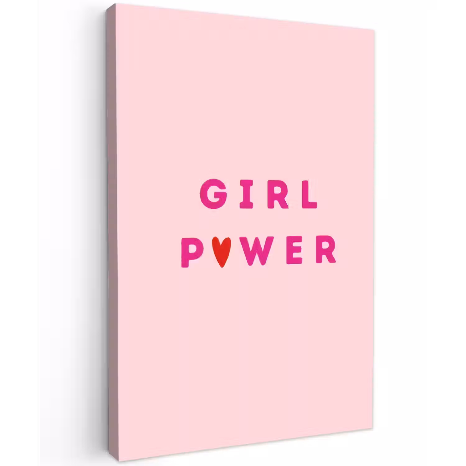 Girl power - Roze - Hartje Tuinposter op houten frame 2 cm dik klein -3d