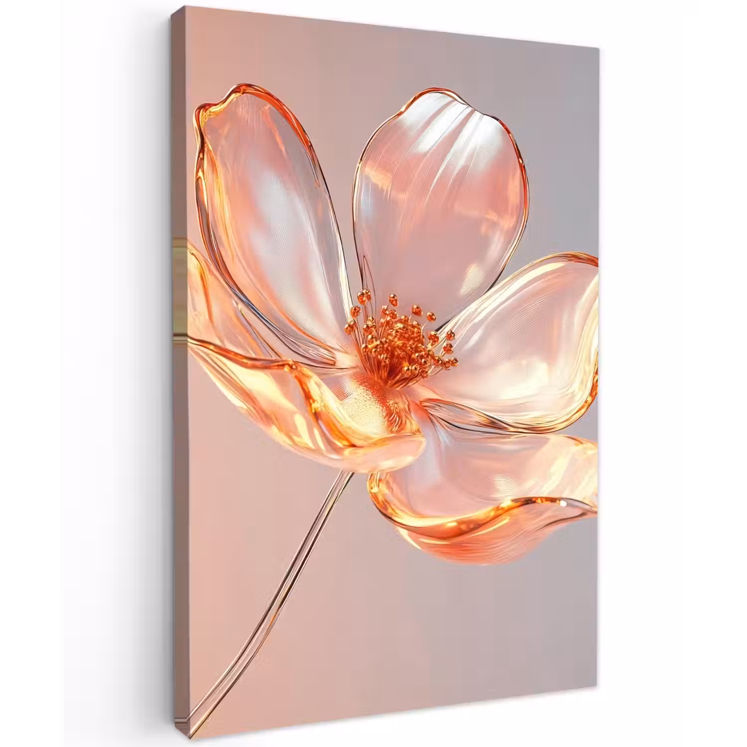 Glazen - Bloem - Roze Tuinposter op houten frame 2 cm dik klein -3d
