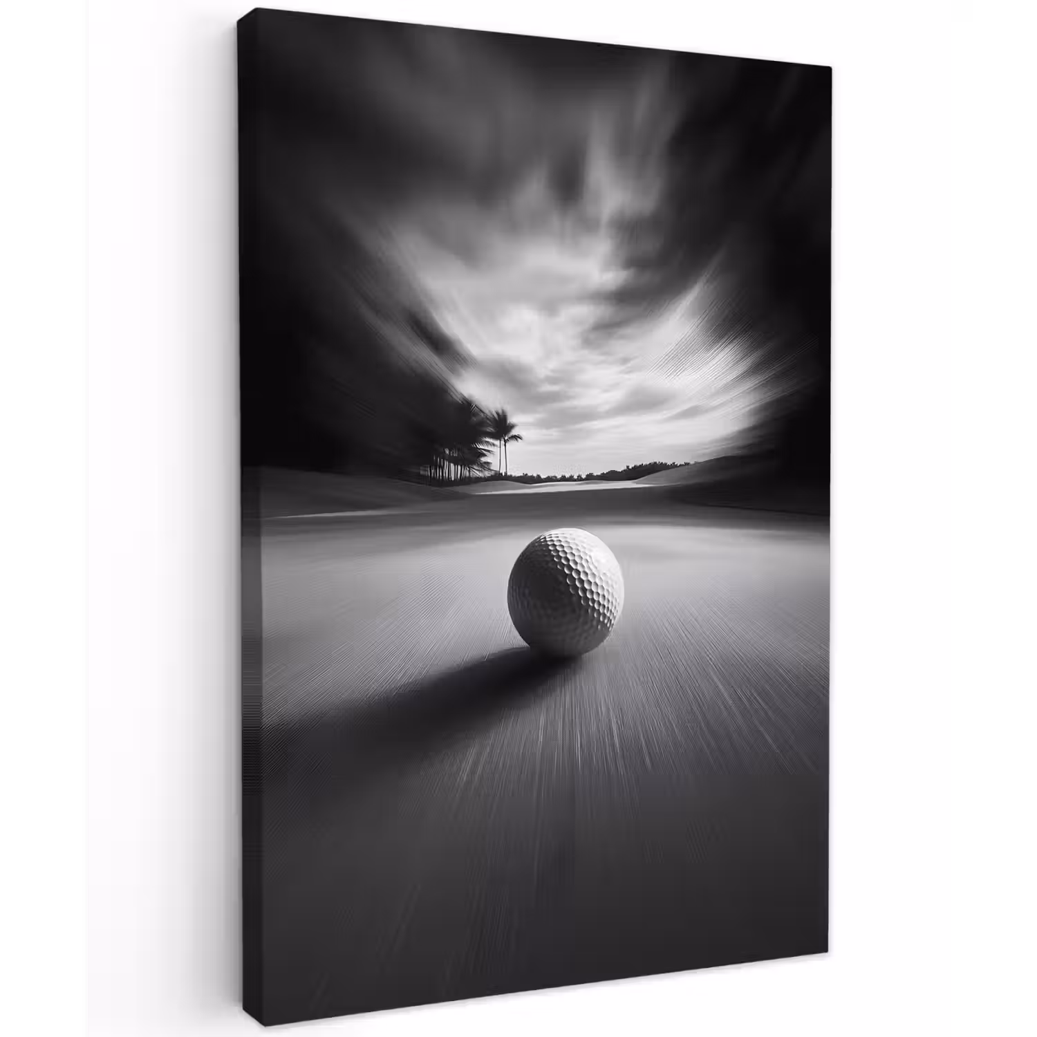 Golfbal - Wazig - Zwart Tuinposter op houten frame 2 cm dik klein -3d