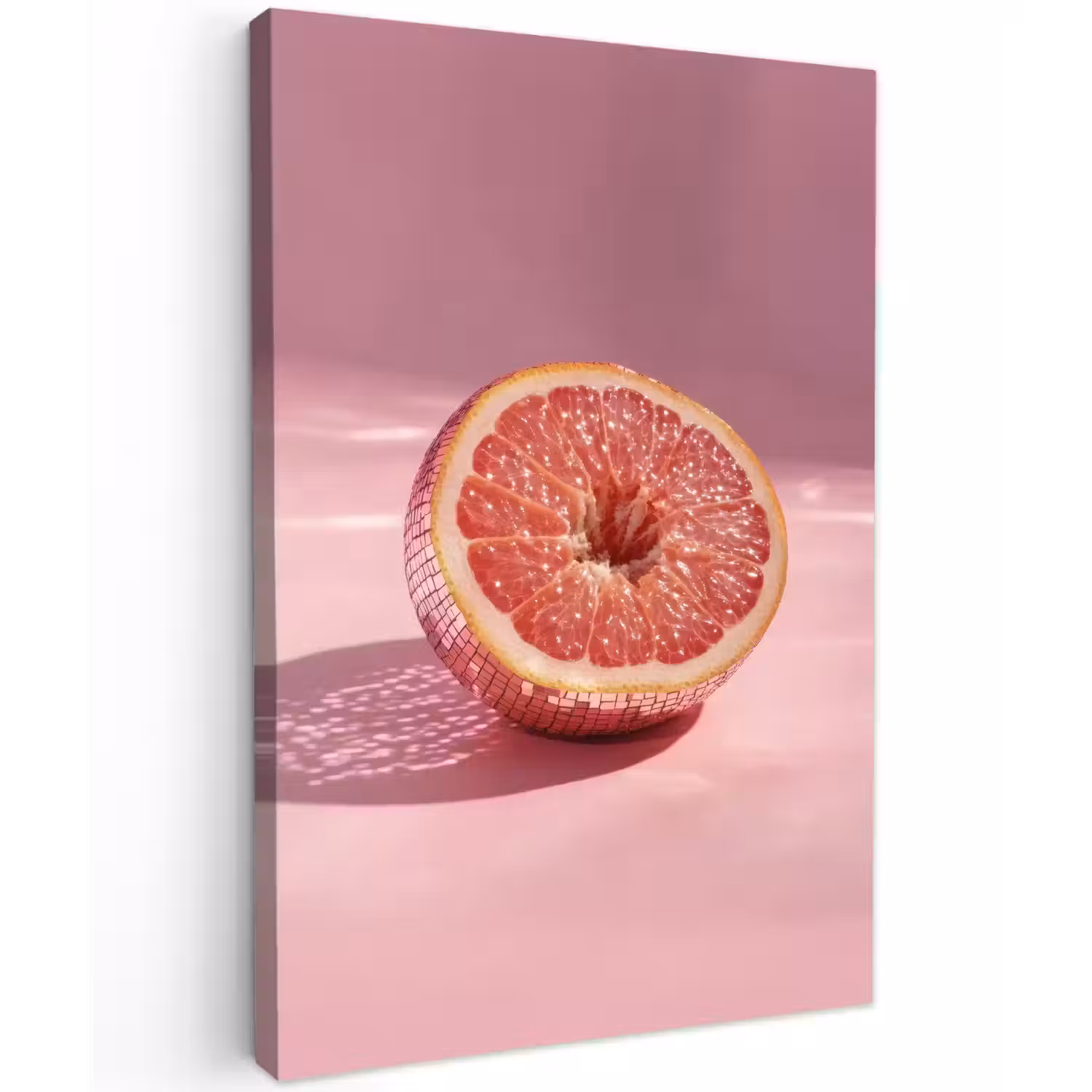 Grapefruit - Roze - Disco - Shiny Tuinposter op houten frame 2 cm dik klein -3d