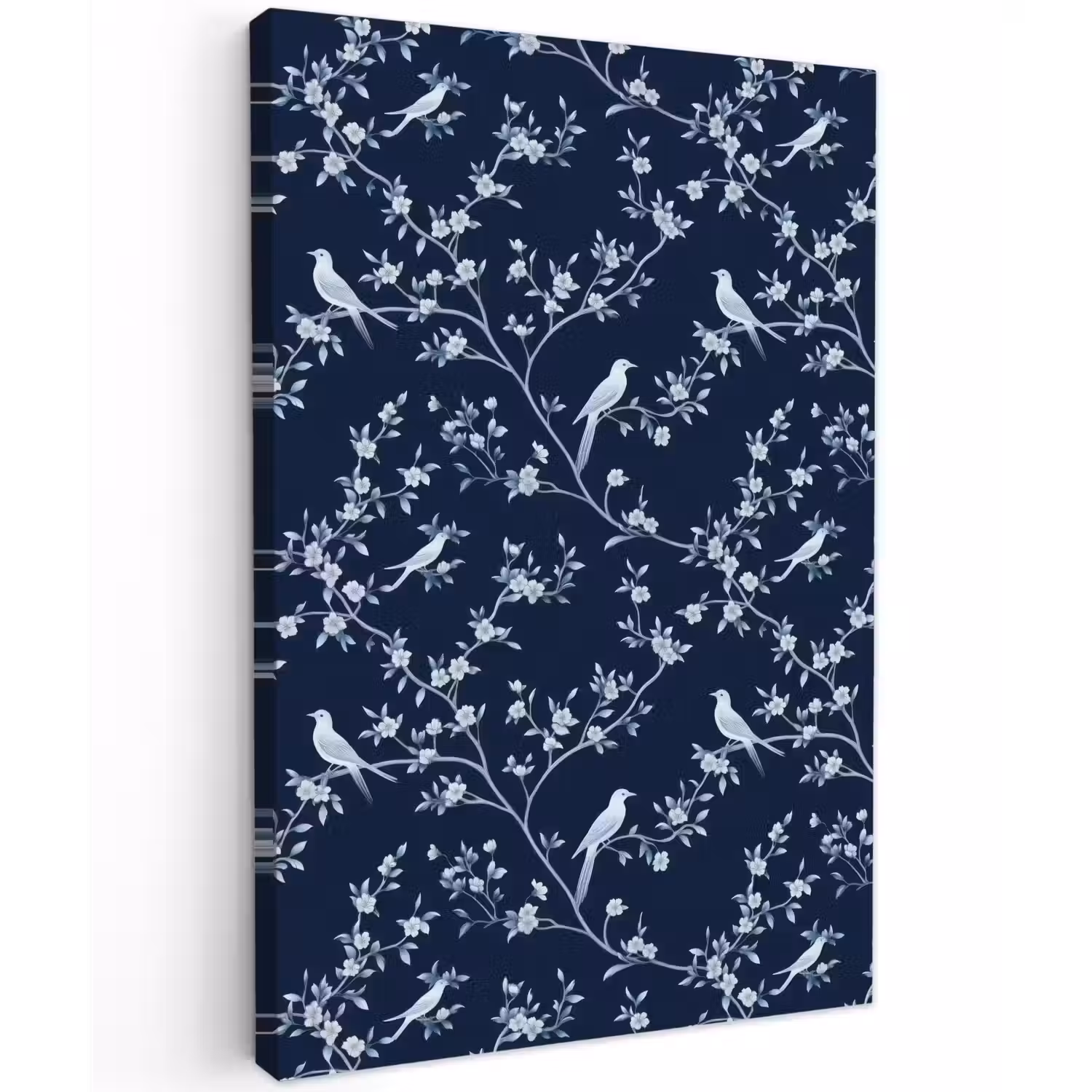 Grafisch - Bloesemtak - Blauw Tuinposter op houten frame 2 cm dik klein 841 -3d
