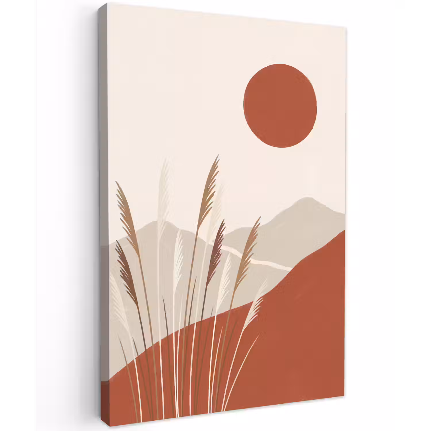 Gras - Landschap - Natuur - Abstract - Beige Tuinposter op houten frame 2 cm dik klein -3d