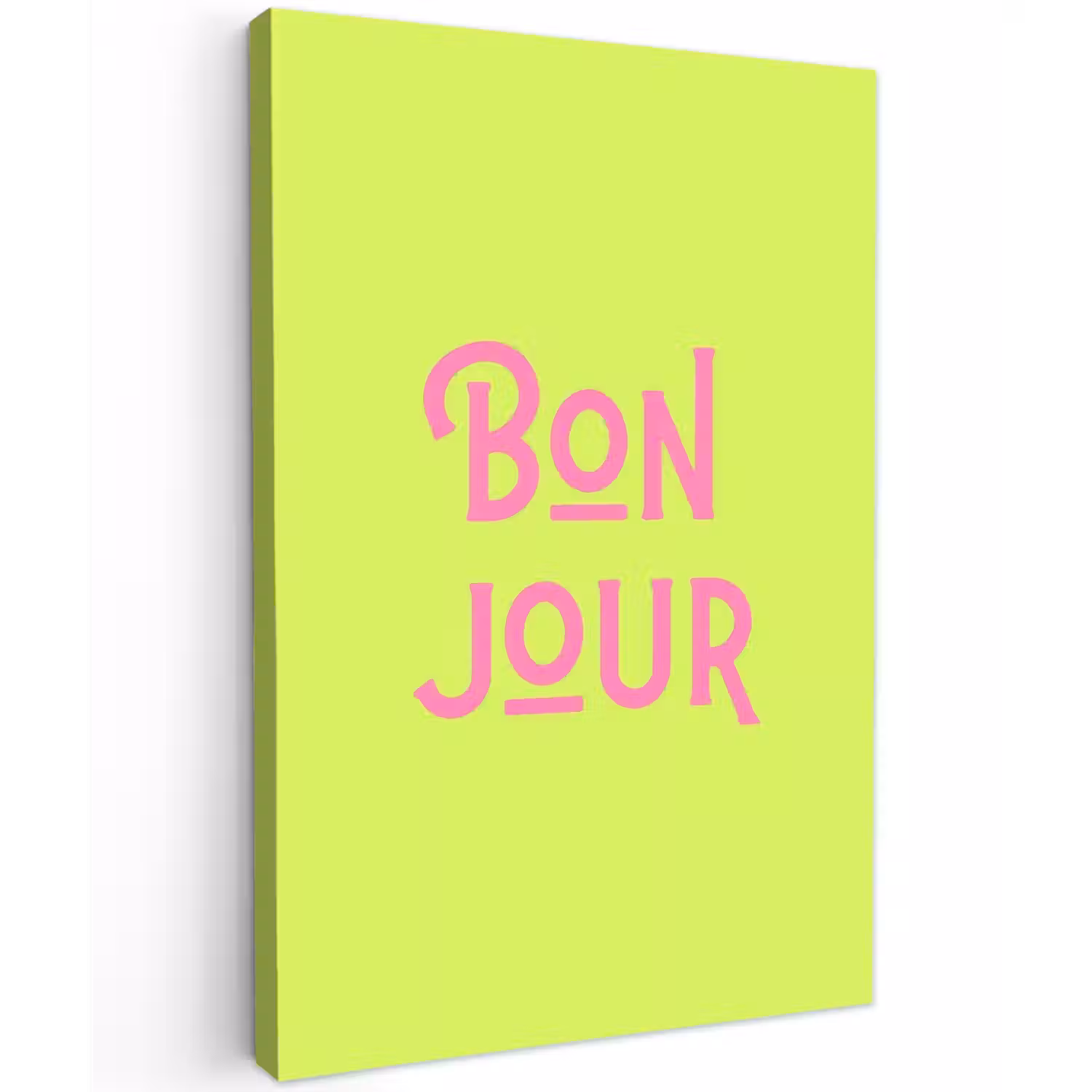 Groen - Roze bonjour - art-deco Tuinposter op houten frame 2 cm dik klein -3d
