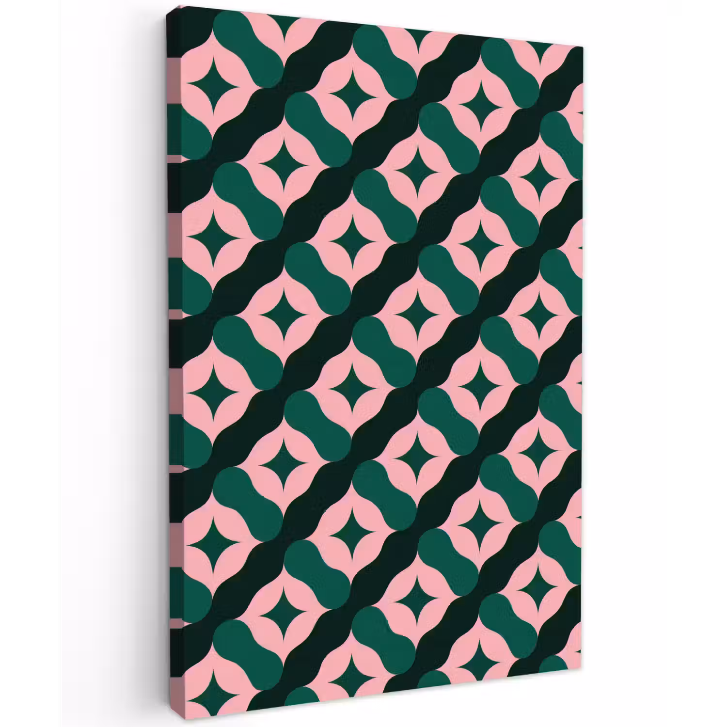 Groen - Roze - Retro - Sterren Tuinposter op houten frame 2 cm dik klein 841 -3d