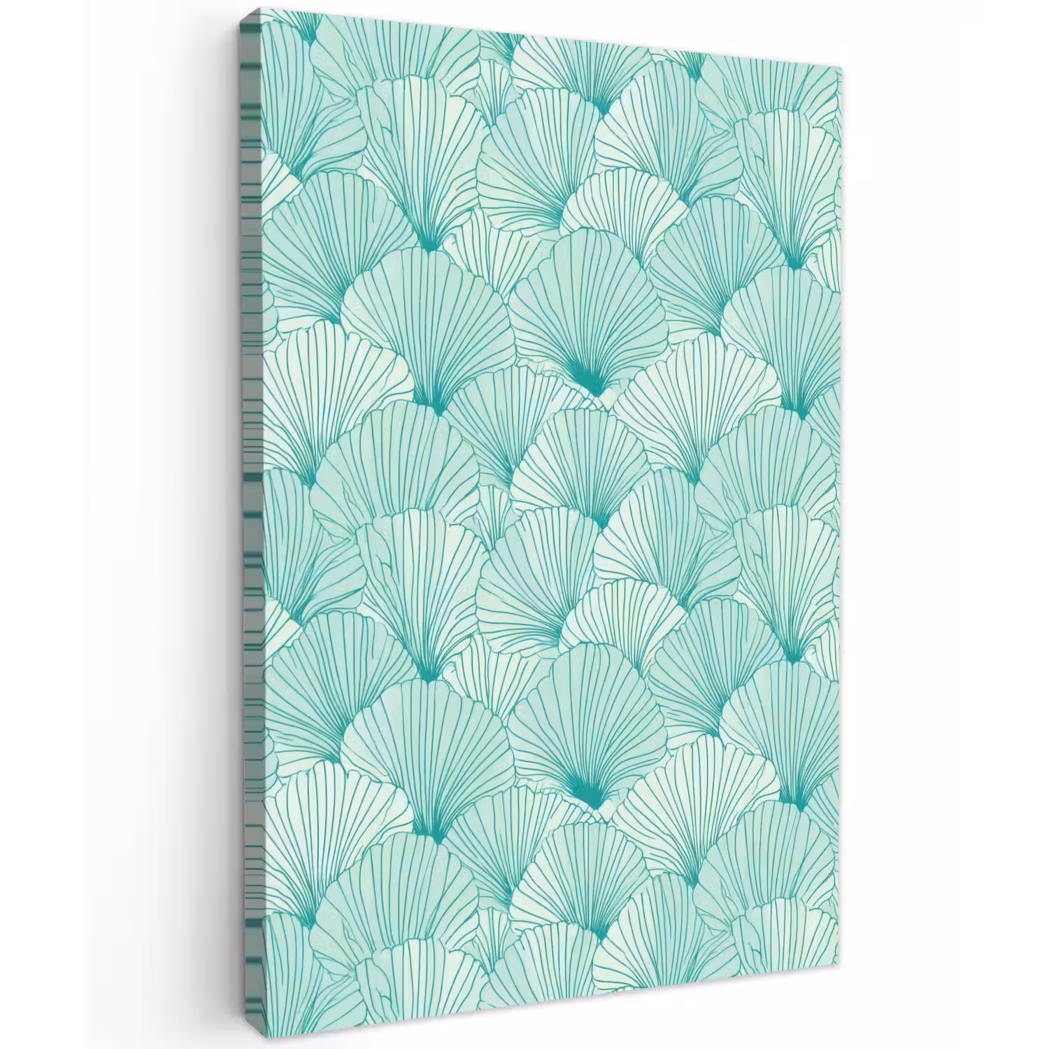 Groen - Wit - Ginko - Getekend - Textuur Tuinposter op houten frame 2 cm dik klein 841 -3d