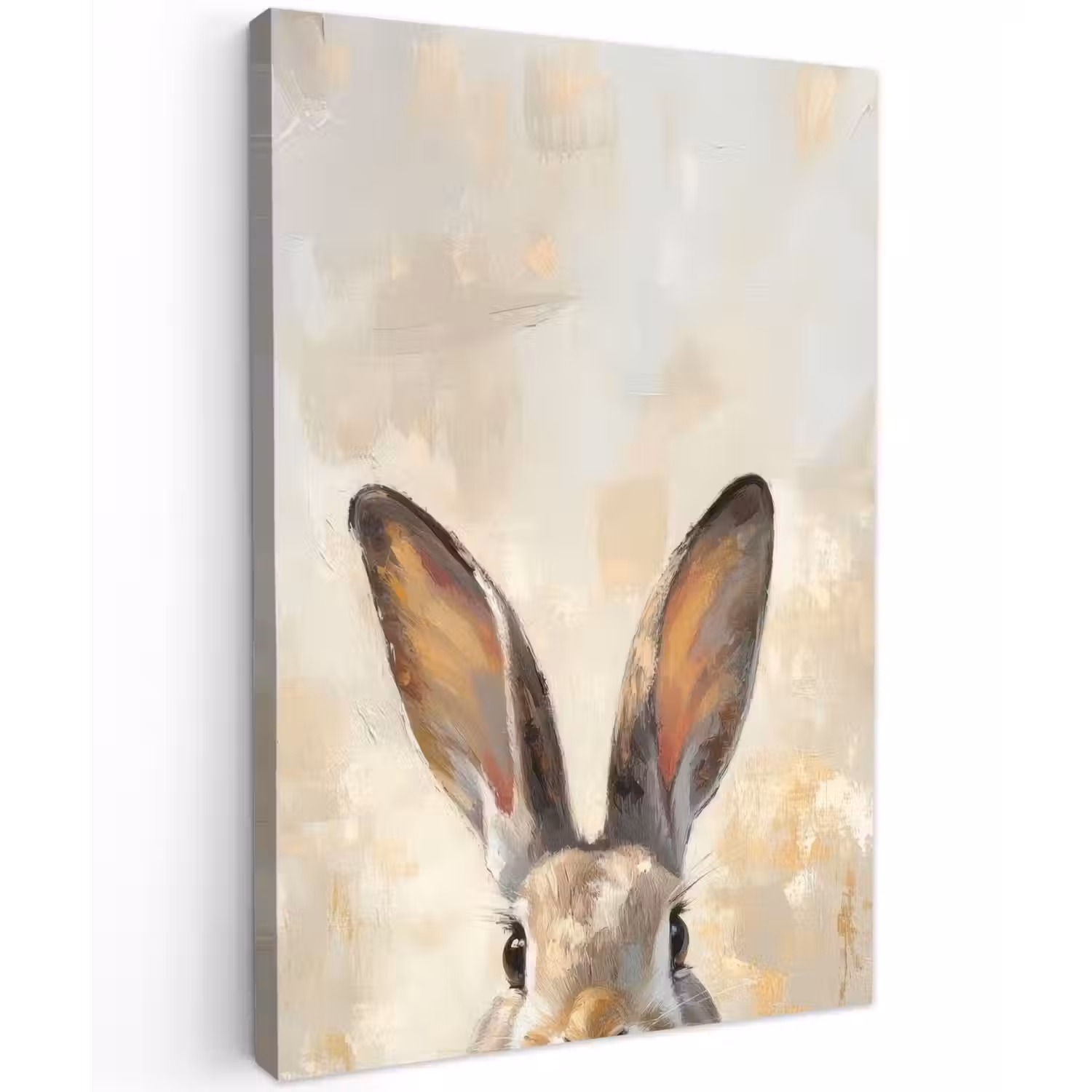 Haas - Oren - Bruin Tuinposter op houten frame 2 cm dik klein -3d