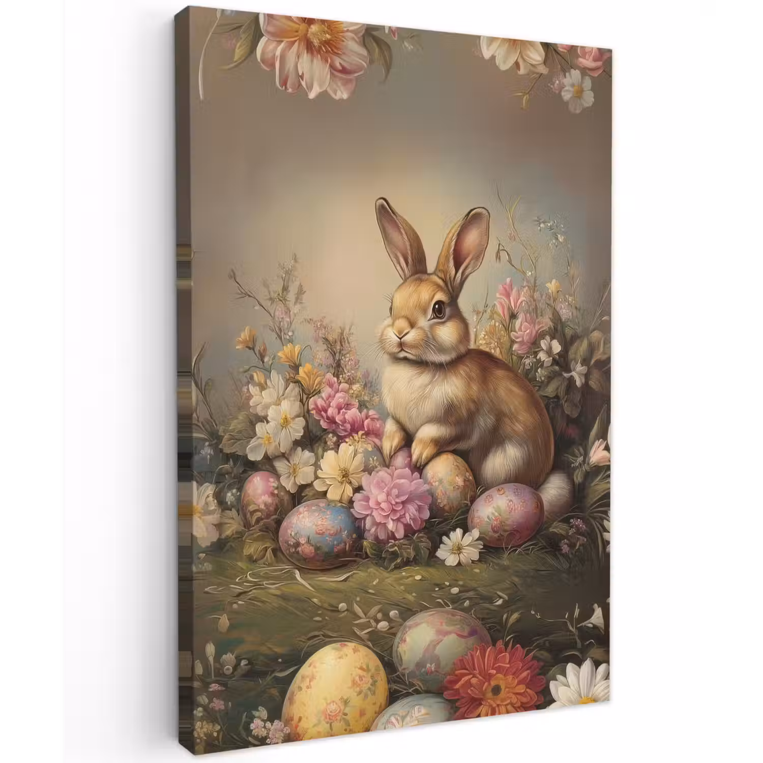 Haas - Stilleven - Bloemen Tuinposter op houten frame 2 cm dik klein -3d