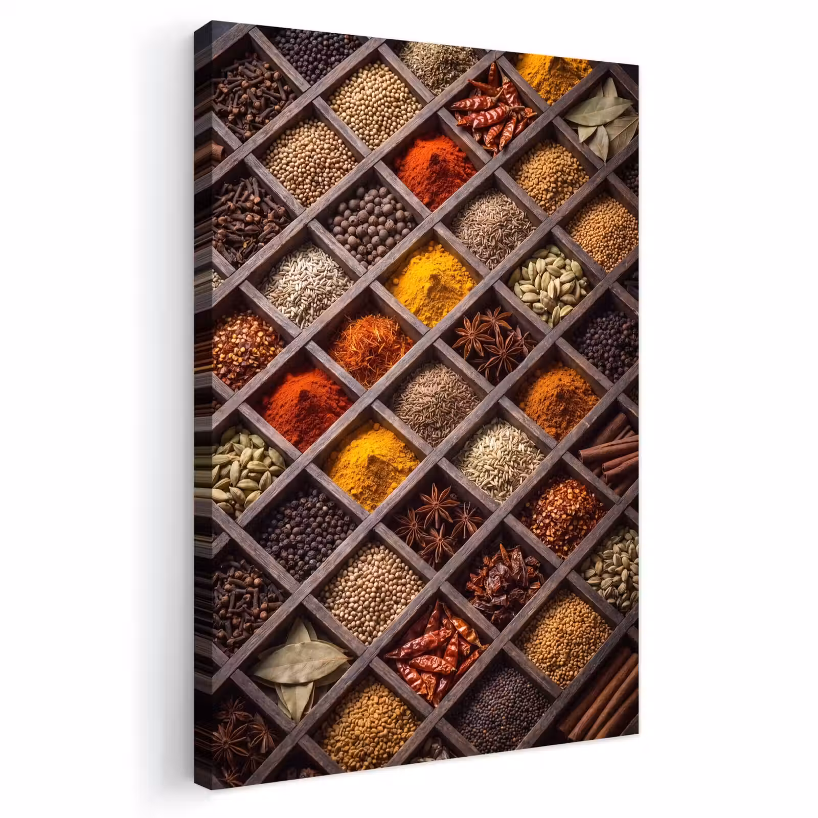 Outdoor Canvas Print - Herbs - Wood - Food - Kruiden - Houten - Eten Tuinposter op houten frame 2 cm dik klein
