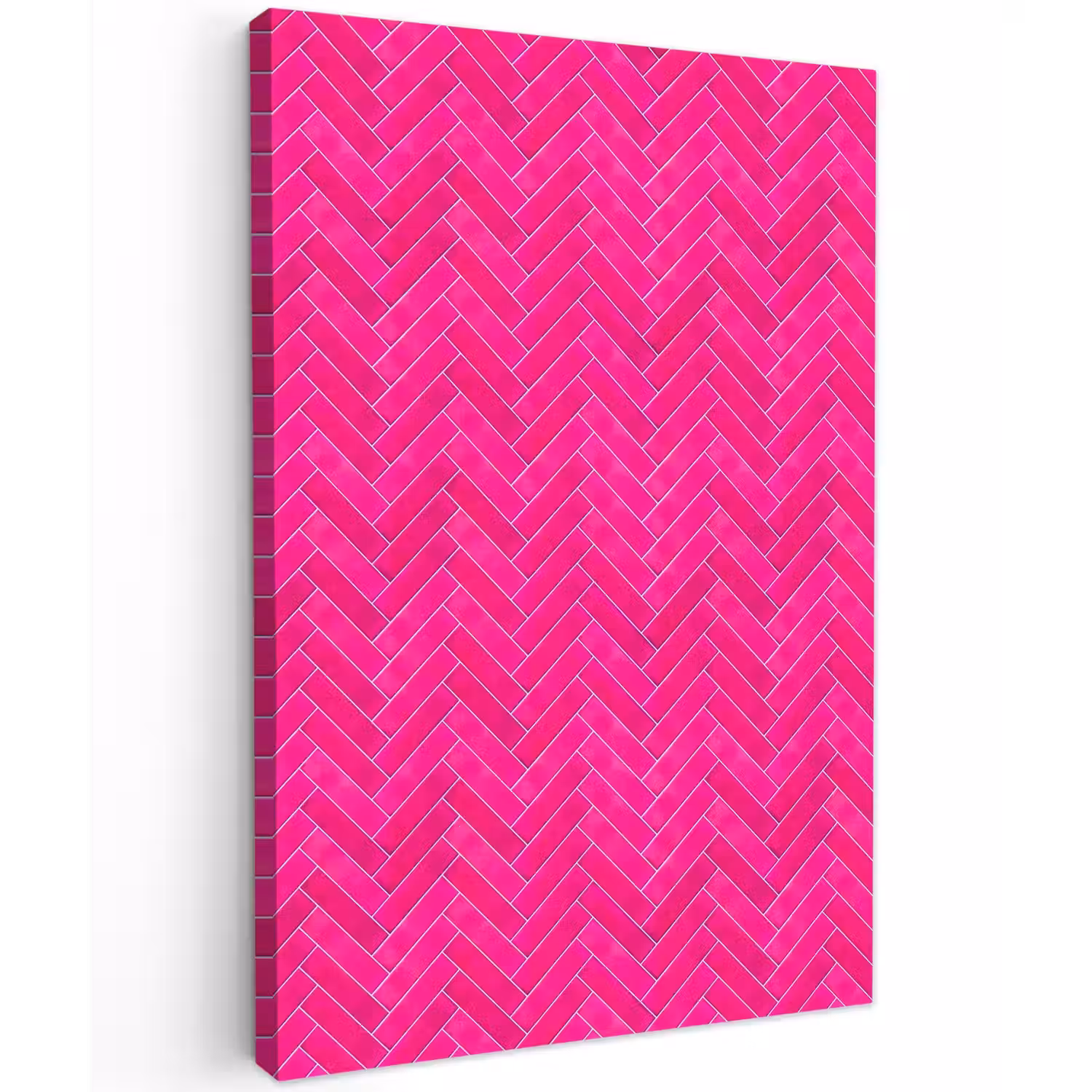 Visgraat - Wandtegel - Fuchsia - Roze Tuinposter op houten frame 2 cm dik klein 841 -3d