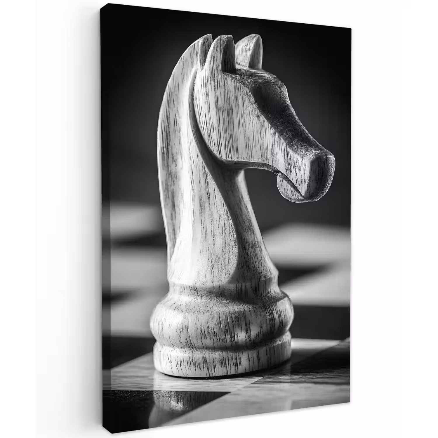 Paard - Hout - Schaalbord - Zwart Tuinposter op houten frame 2 cm dik klein -3d