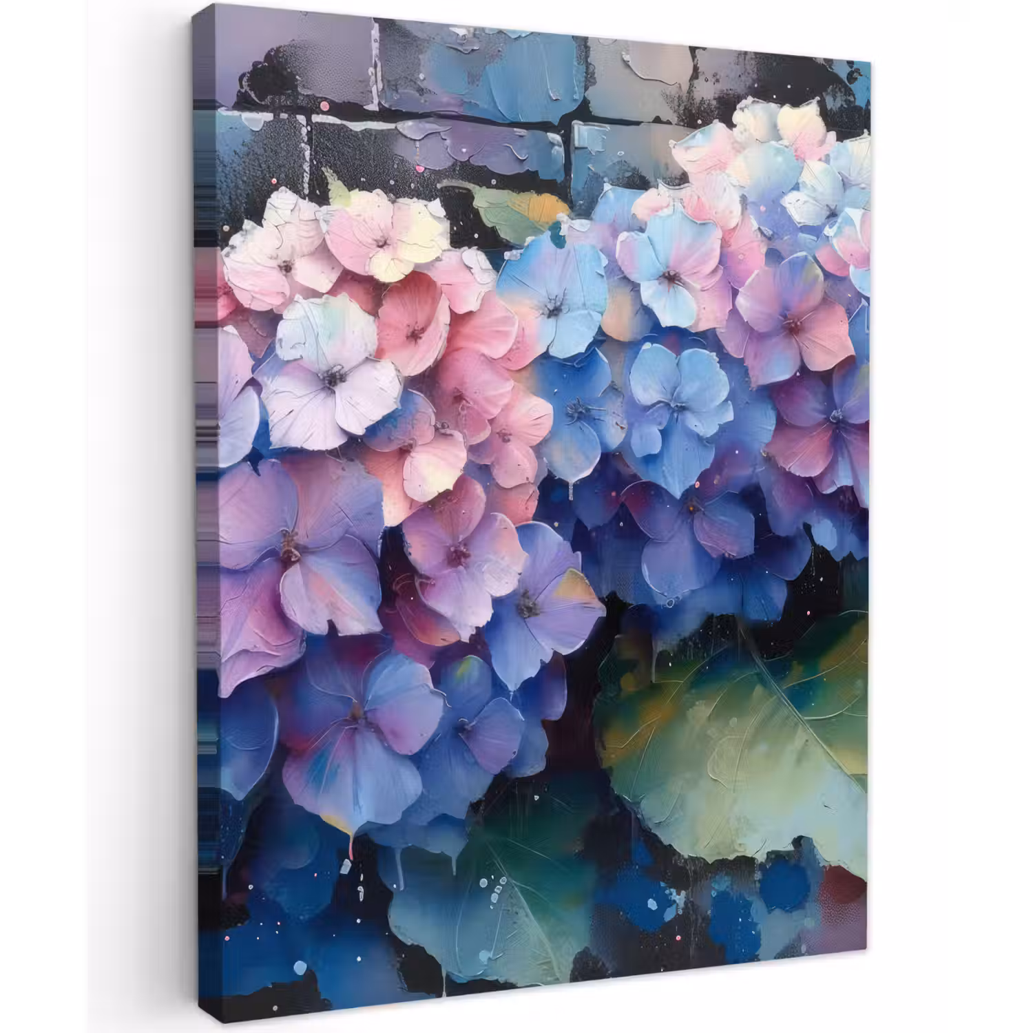Hortensia's in Pastelkleuren Tuinposter op houten frame 2 cm dik klein -3d