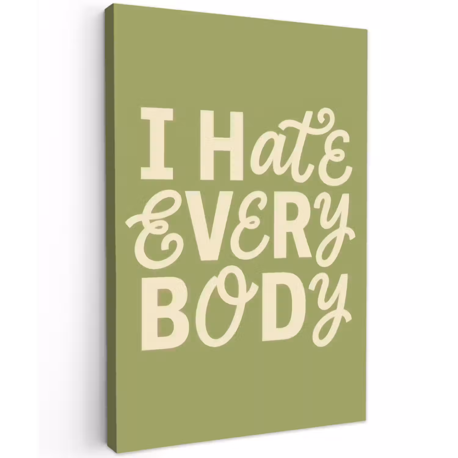 I hate everybody - Groen - Retro Tuinposter op houten frame 2 cm dik klein -3d