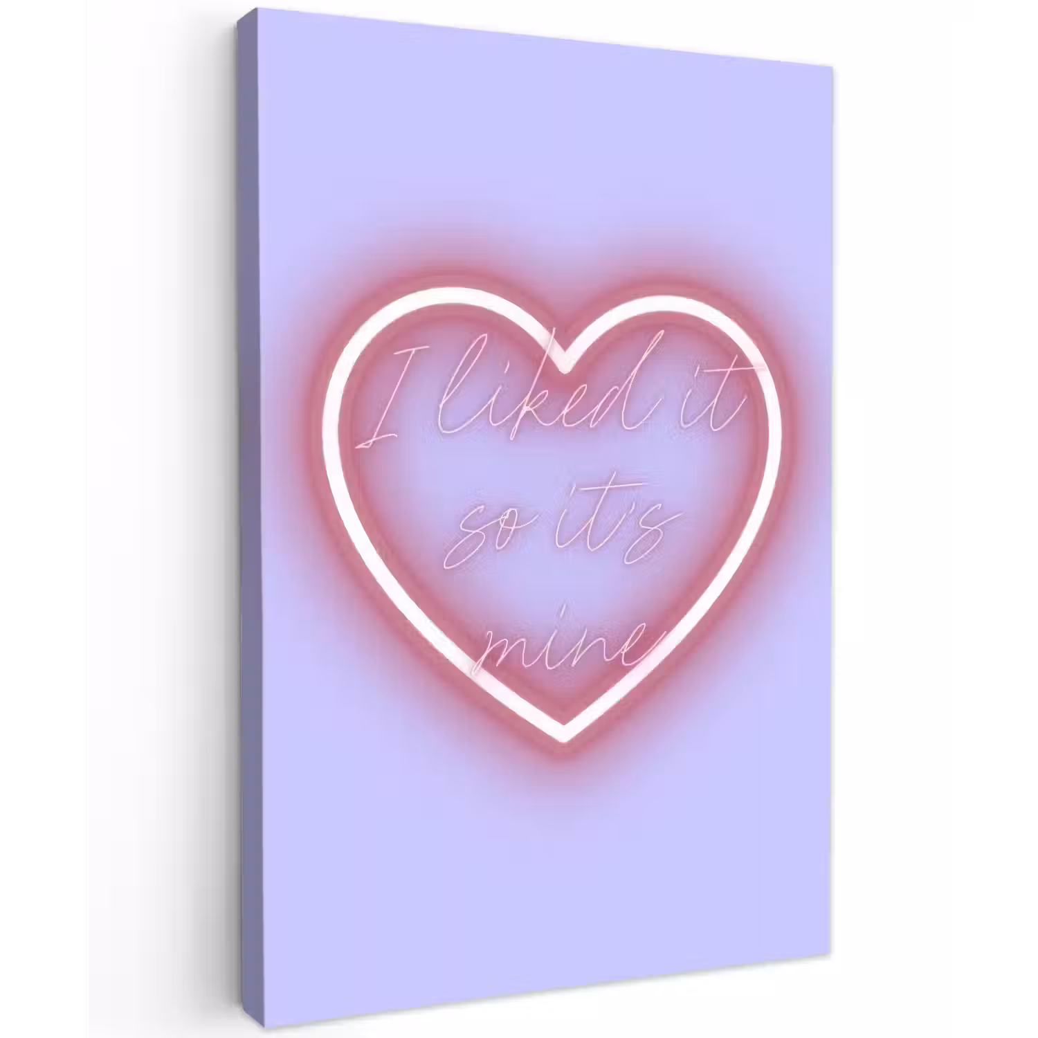 I liked it so it's mine - Neon hart - Paars Tuinposter op houten frame 2 cm dik klein -3d