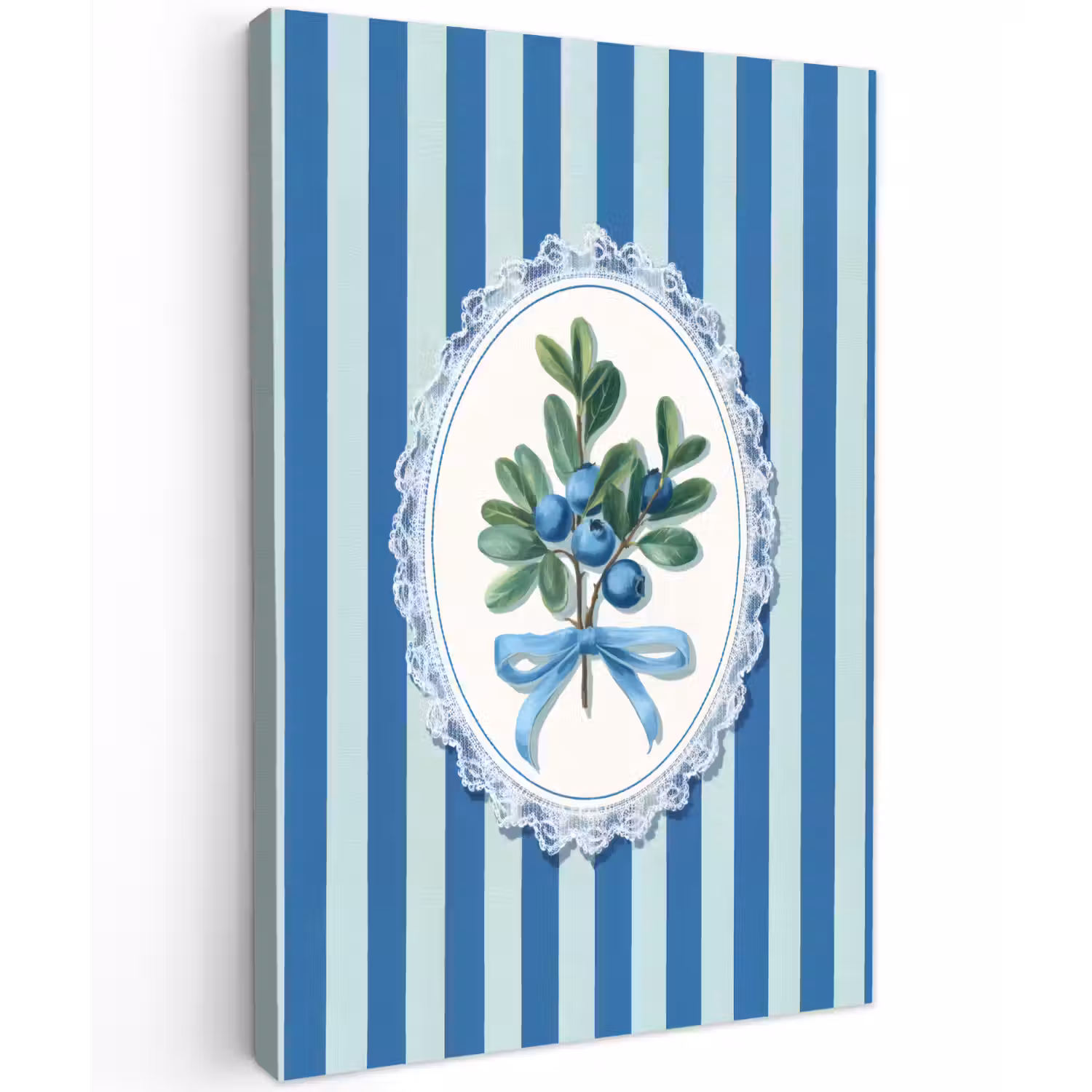 Illustratie - Bessen - Blauw - Strepen Tuinposter op houten frame 2 cm dik klein -3d