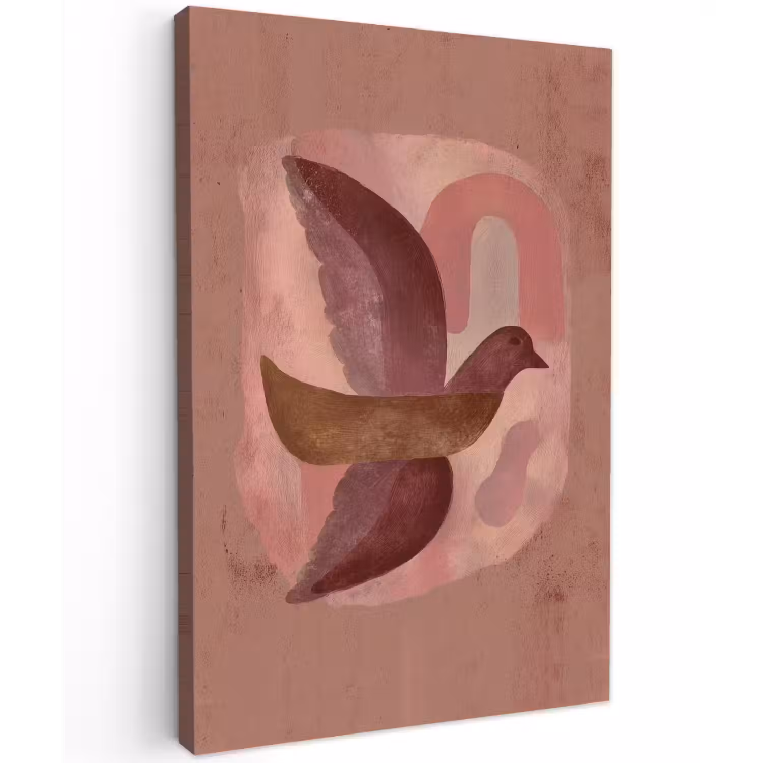 Illustratie - Vogels - Abstract - Roze Tuinposter op houten frame 2 cm dik klein -3d