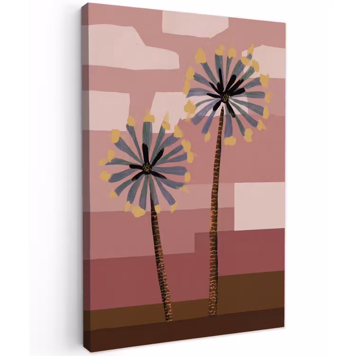 Illustratie - Bloemen - Vlakken - Abstract Tuinposter op houten frame 2 cm dik klein -3d