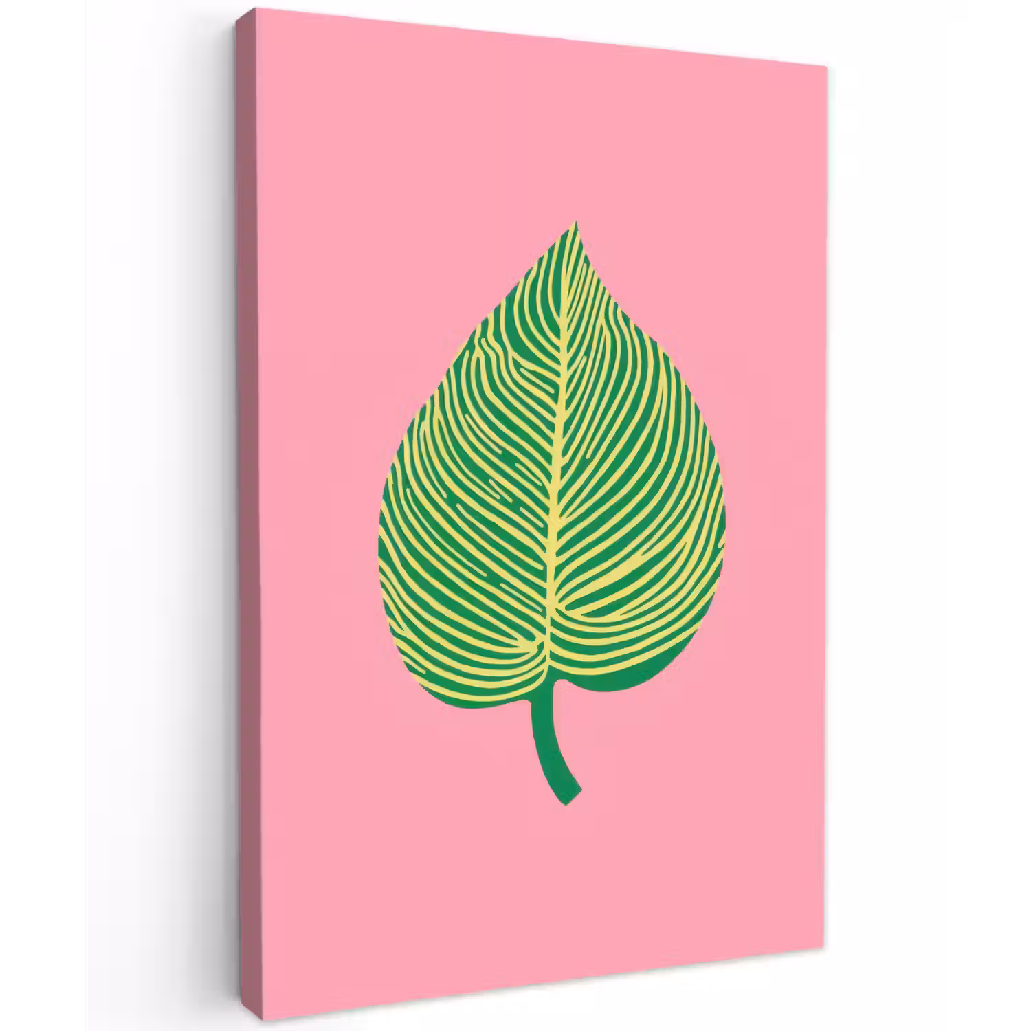 Illustratie - Blad - Minimalistisch - Groen Tuinposter op houten frame 2 cm dik klein -3d