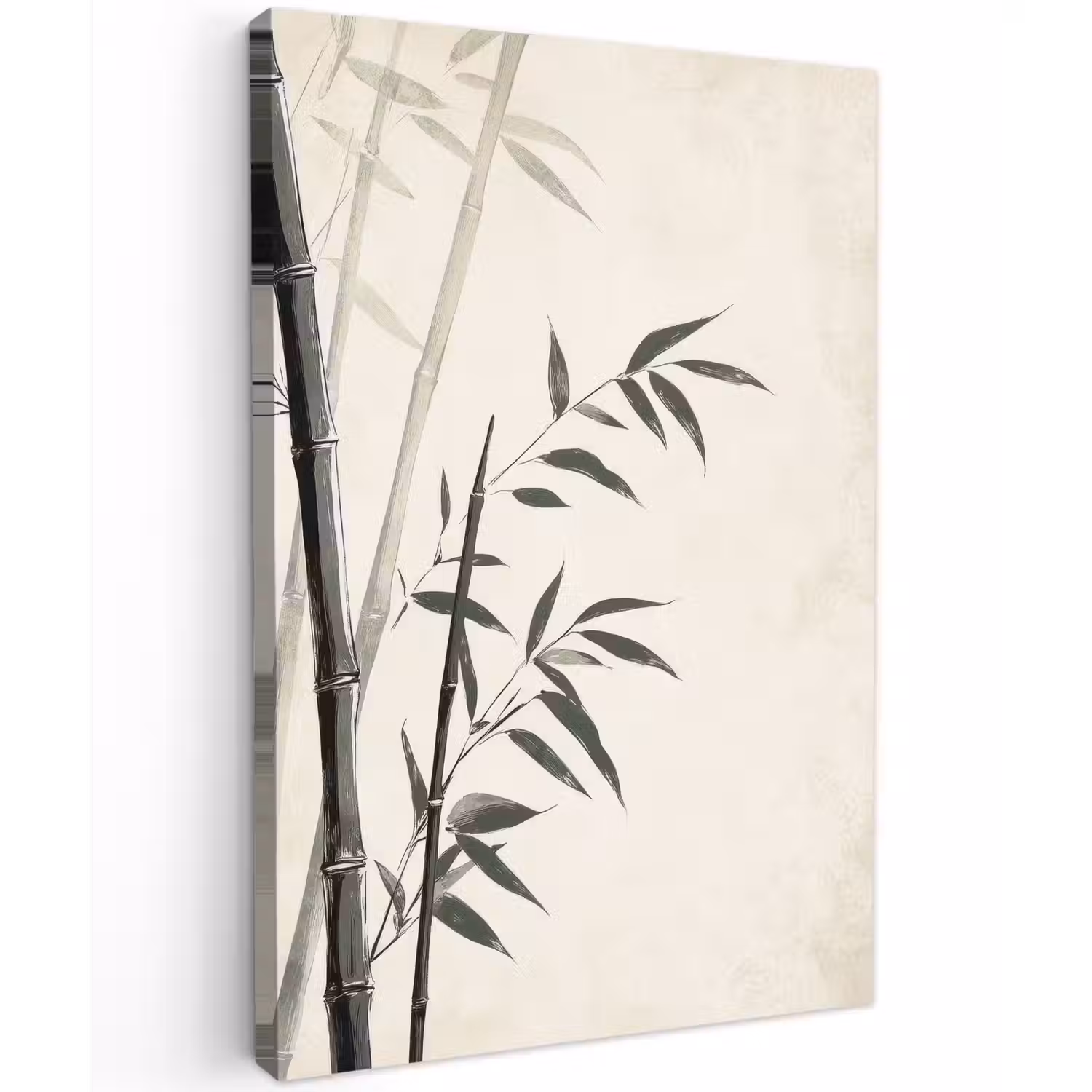 Japandi - Bamboe - Beige Tuinposter op houten frame 2 cm dik klein -3d