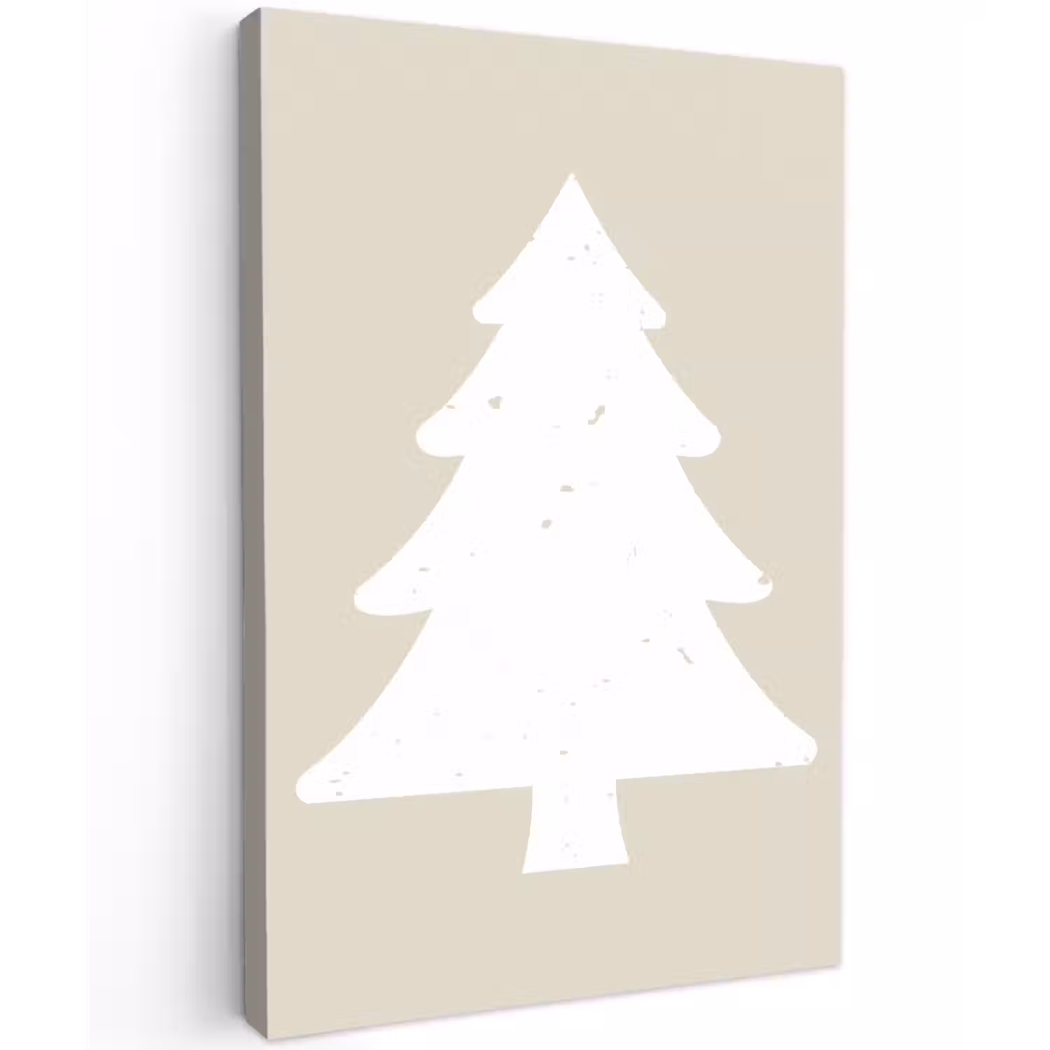 Japandi - Kerstboom - Beige - Kerstversiering Tuinposter op houten frame 2 cm dik klein -3d
