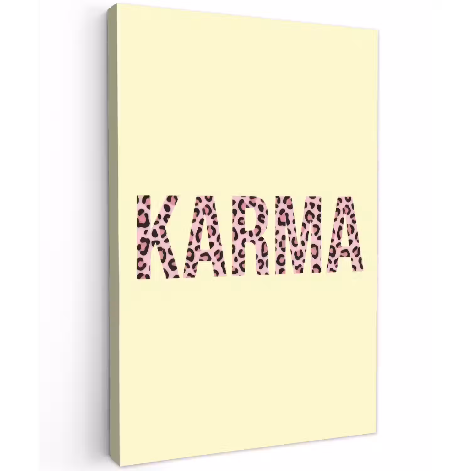 Karma - Luipaardprint - Geel Tuinposter op houten frame 2 cm dik klein -3d
