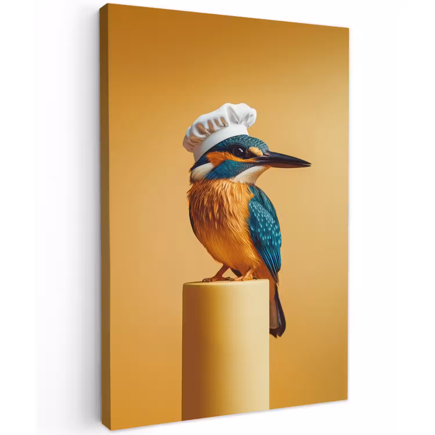 Ijsvogel - Pilaar - Koksmuts - Vogel Tuinposter op houten frame 2 cm dik klein -3d