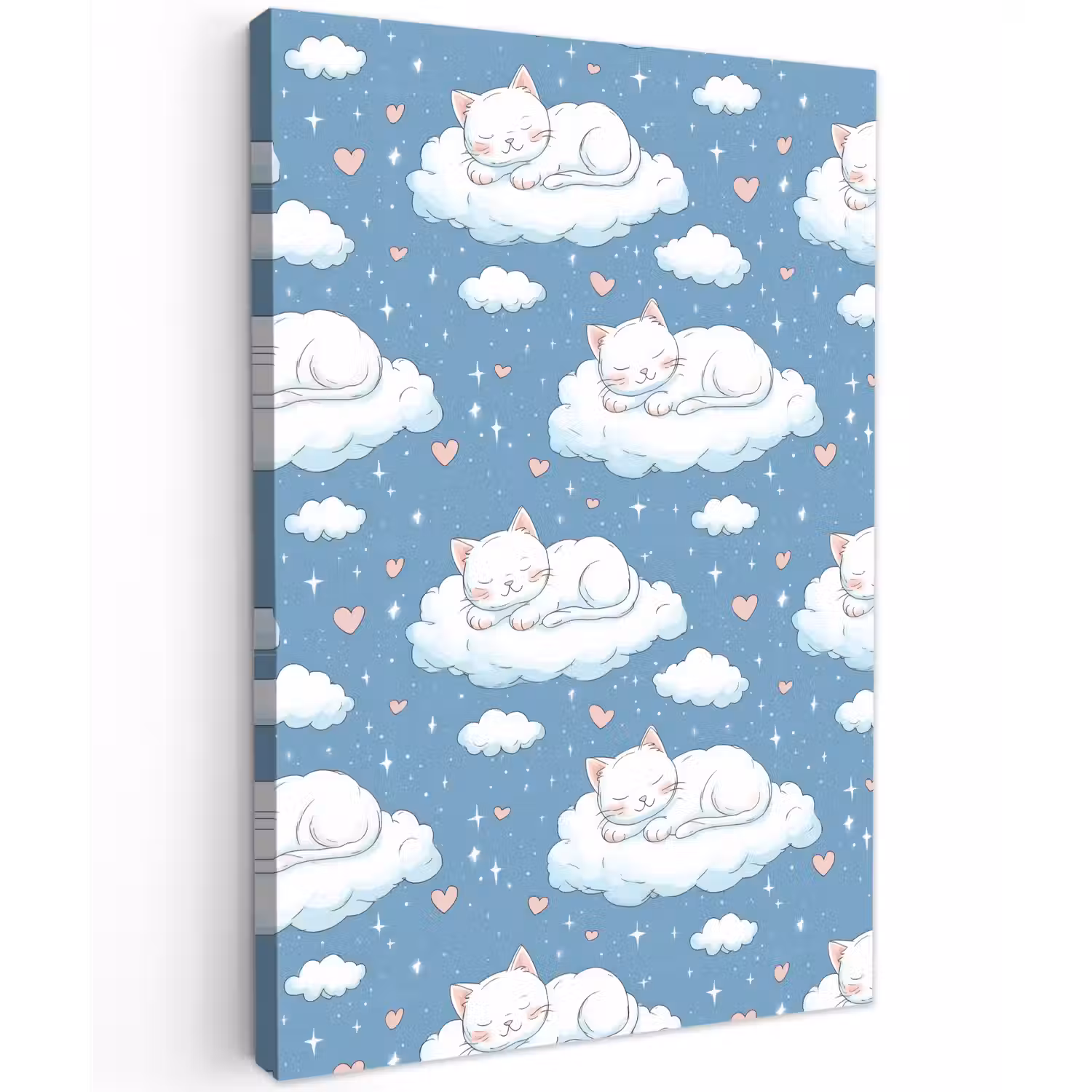 Kitten - Wolken - Blauw Tuinposter op houten frame 2 cm dik klein 841 -3d