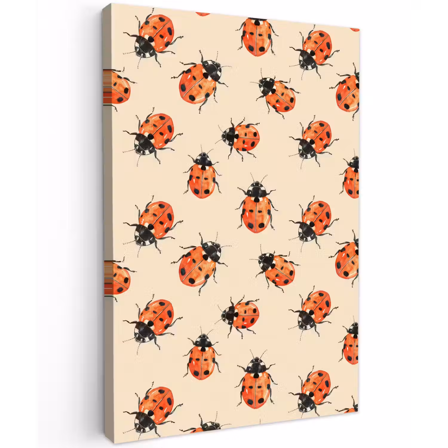 Lieveheersbeestjes - Patroon - Rood Tuinposter op houten frame 2 cm dik klein 841 -3d