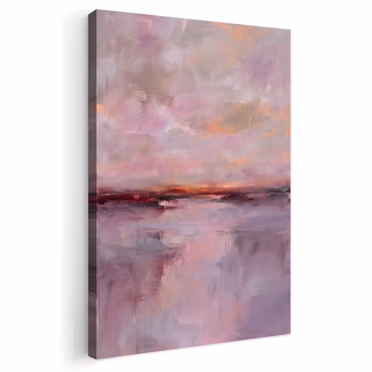 Landschap - Zonsondergang - Abstract - Modern - Roze Tuinposter op houten frame 2 cm dik klein -3d