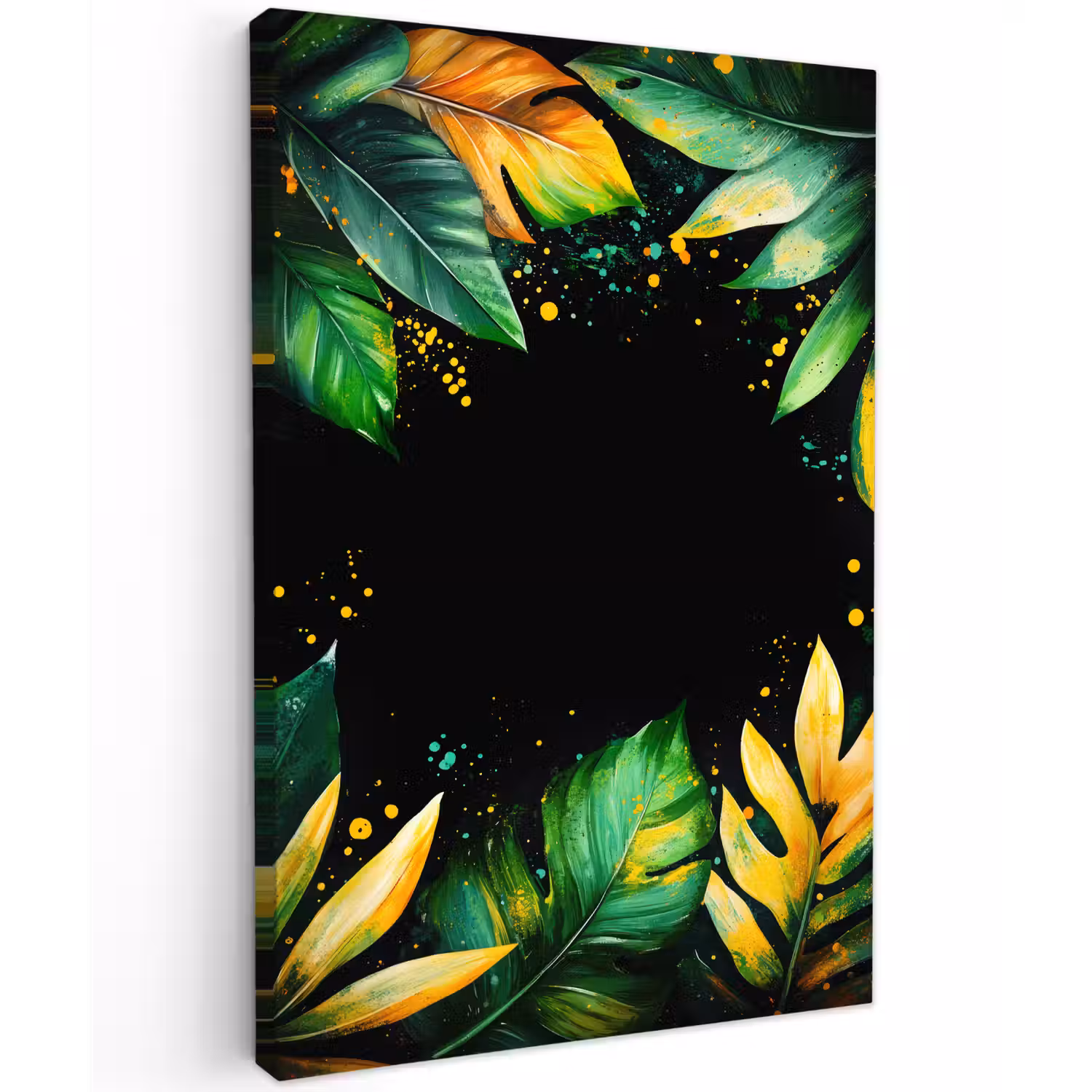 Bladeren - Groen - Geel - Verf - Jungle Tuinposter op houten frame 2 cm dik klein -3d