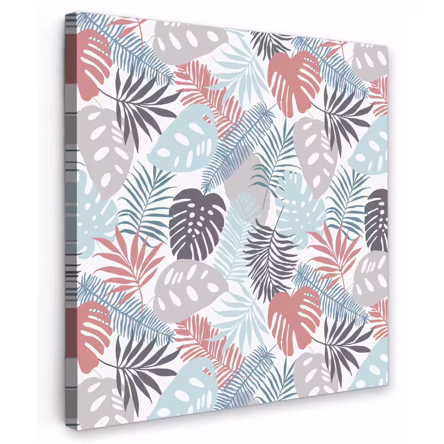 Bladeren - Jungle - Pastel - Tropisch Tuinposter op houten frame 2 cm dik klein -3d