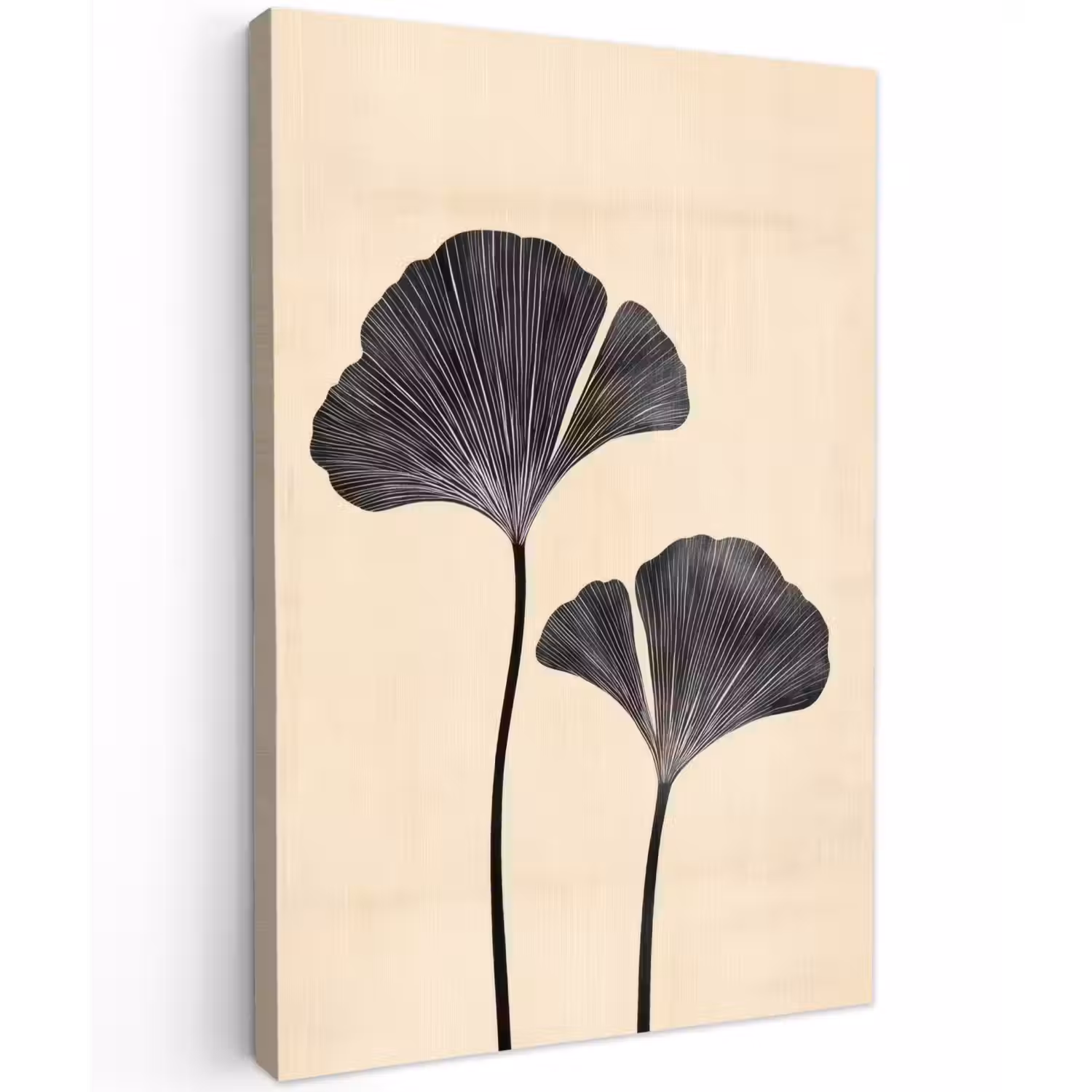 Bladeren - Minimalistisch - Zwart Tuinposter op houten frame 2 cm dik klein -3d