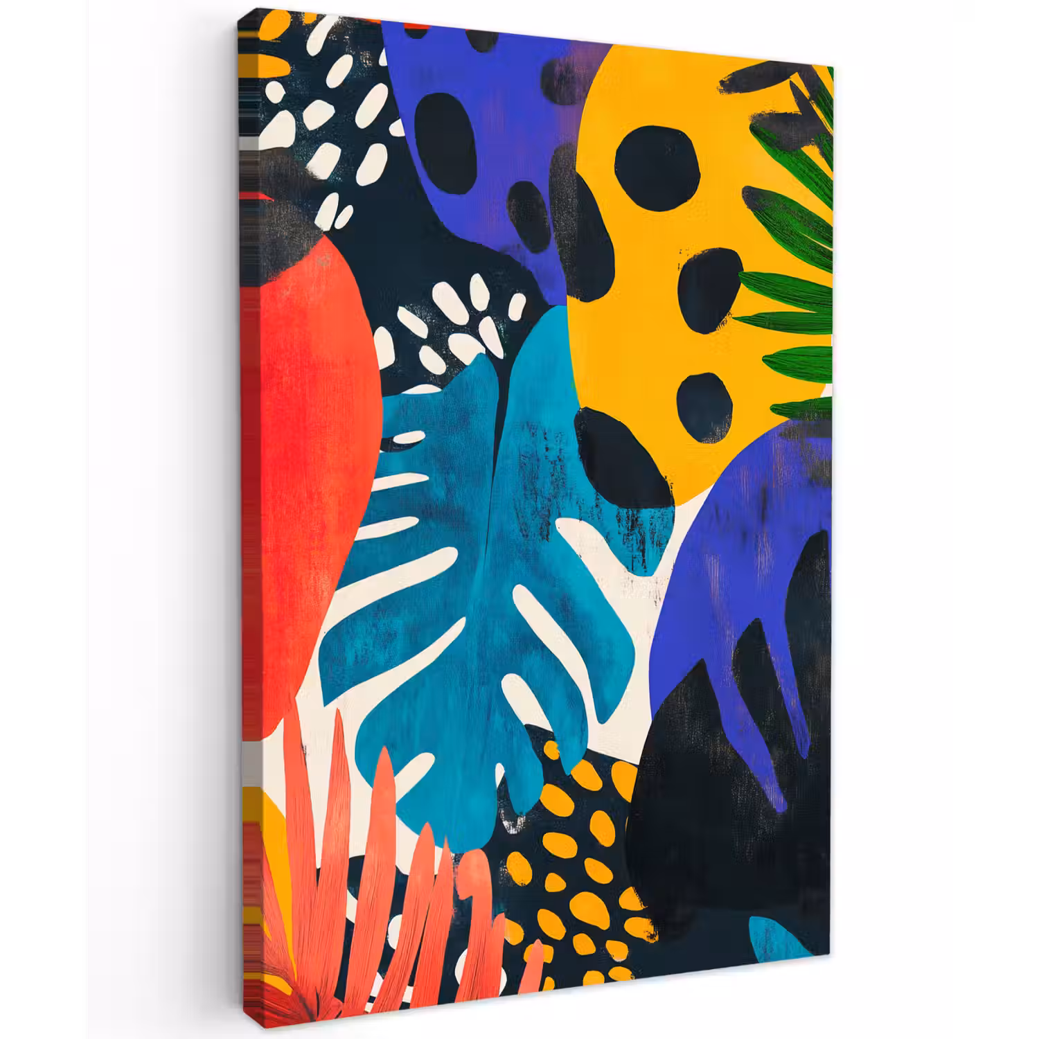 Bladeren - Vormen - Abstract - Kleurrijk Tuinposter op houten frame 2 cm dik klein -3d