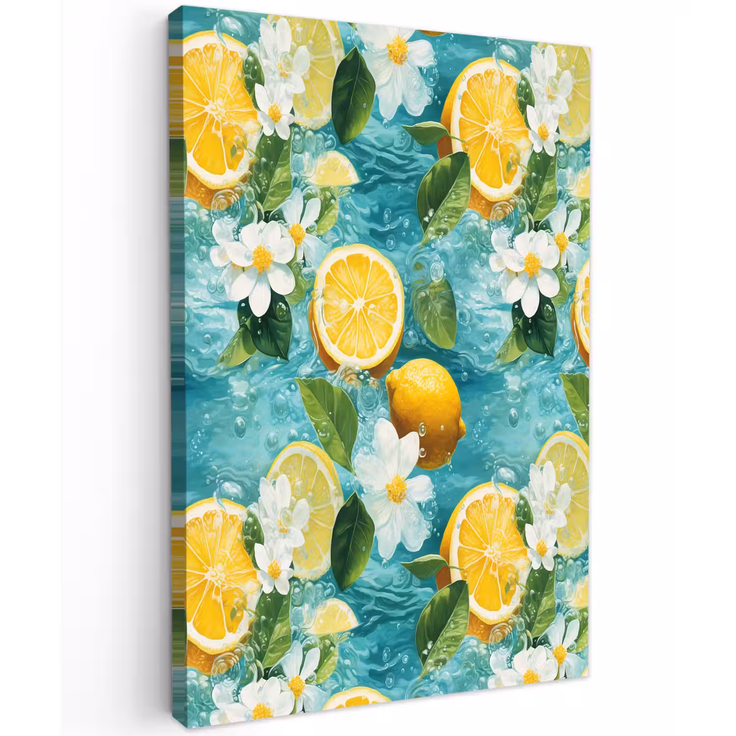 Citroen - Bloemen - Bruisend - Water Tuinposter op houten frame 2 cm dik klein 841 -3d