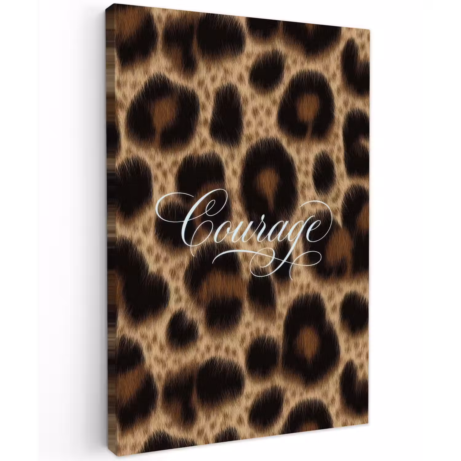 Luipaardprint - Bruin - Courage - Sierlijk Tuinposter op houten frame 2 cm dik klein -3d