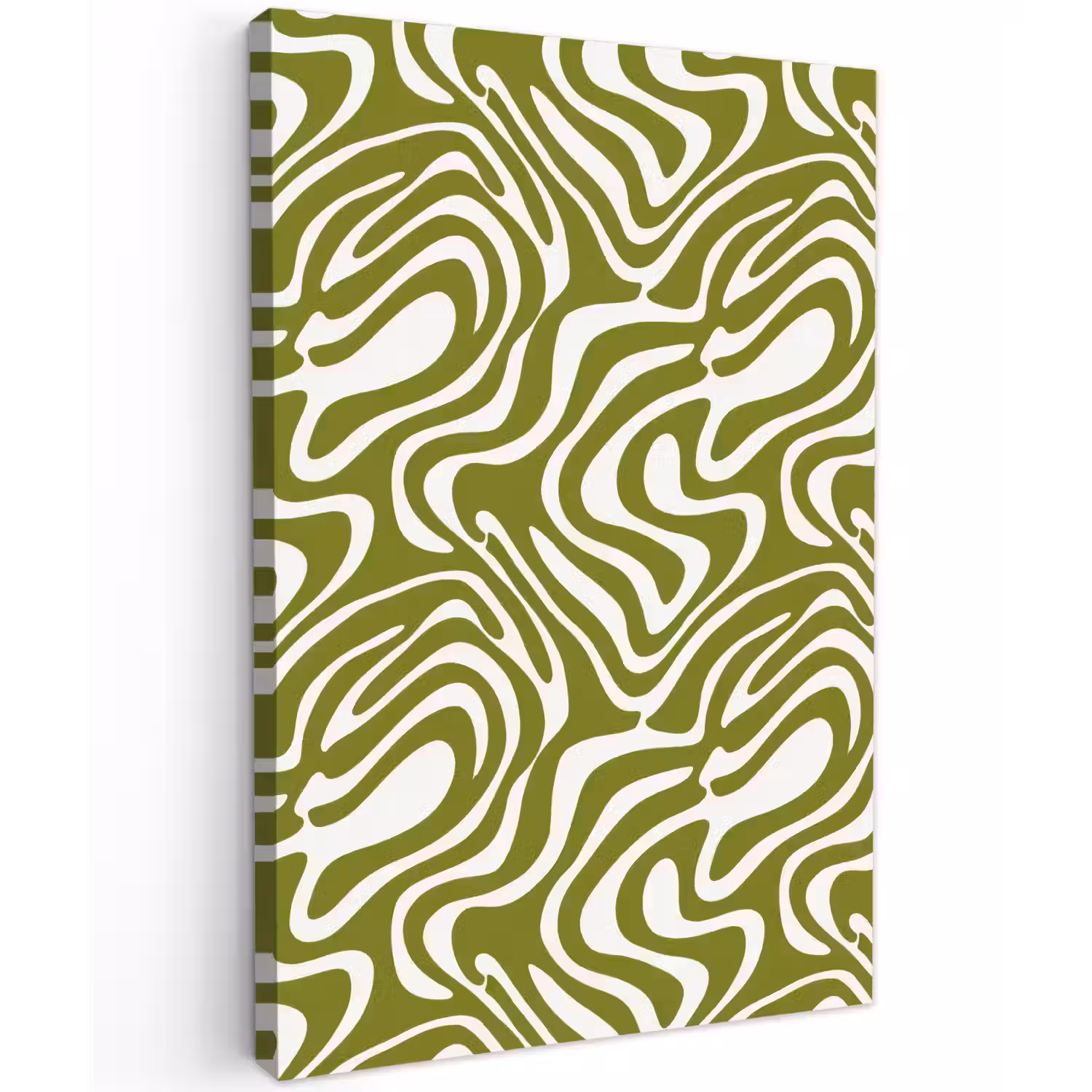 Lijnpatroon - Groen - Organisch Tuinposter op houten frame 2 cm dik klein 841 -3d