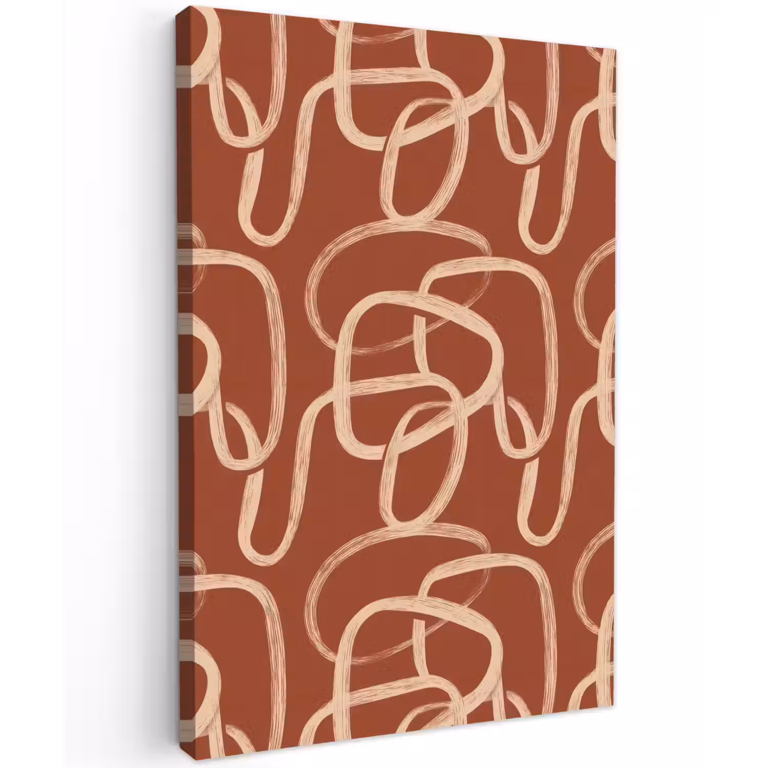 Lijnen - Abstract - Organisch - Terracotta - Crème Tuinposter op houten frame 2 cm dik klein 841 -3d