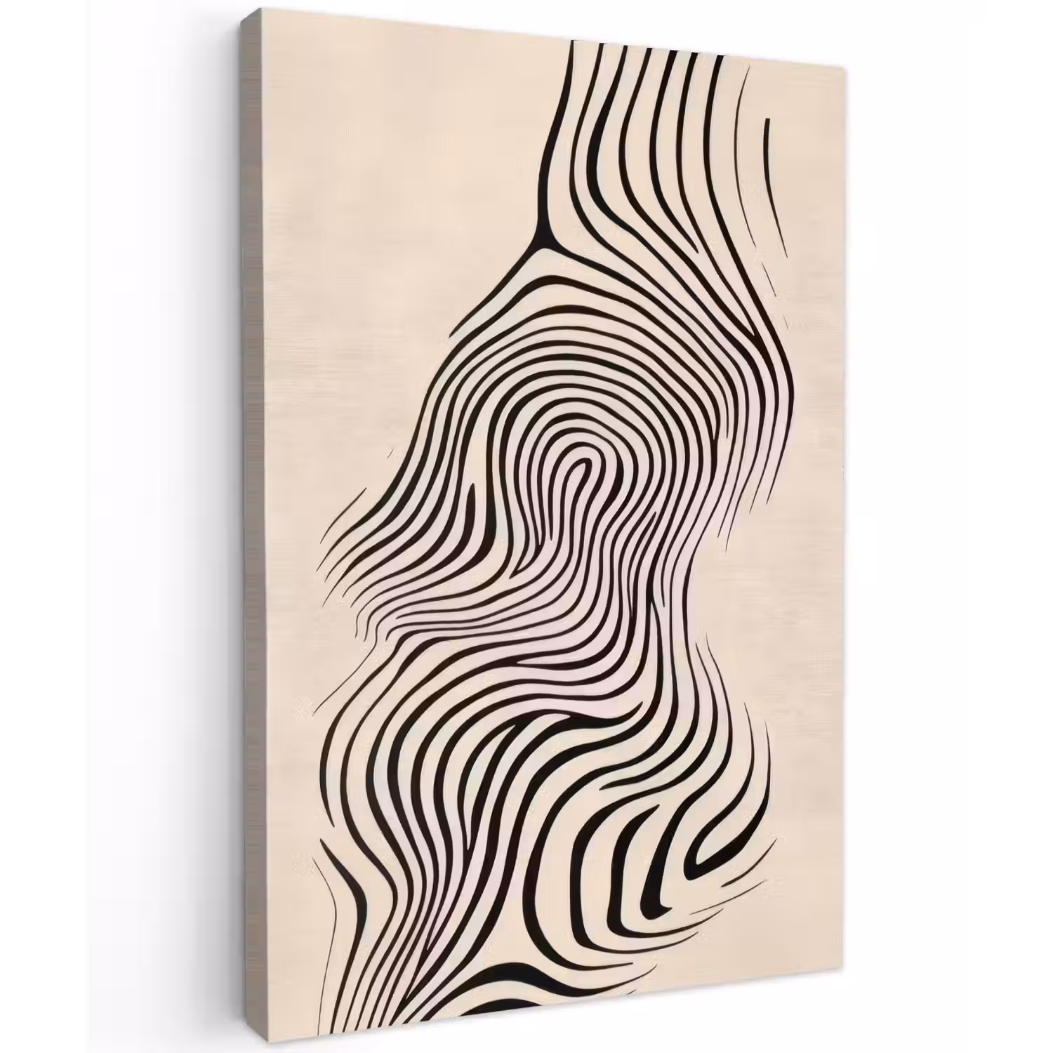Lijnen - Abstract - Golvend - Zwart Tuinposter op houten frame 2 cm dik klein -3d