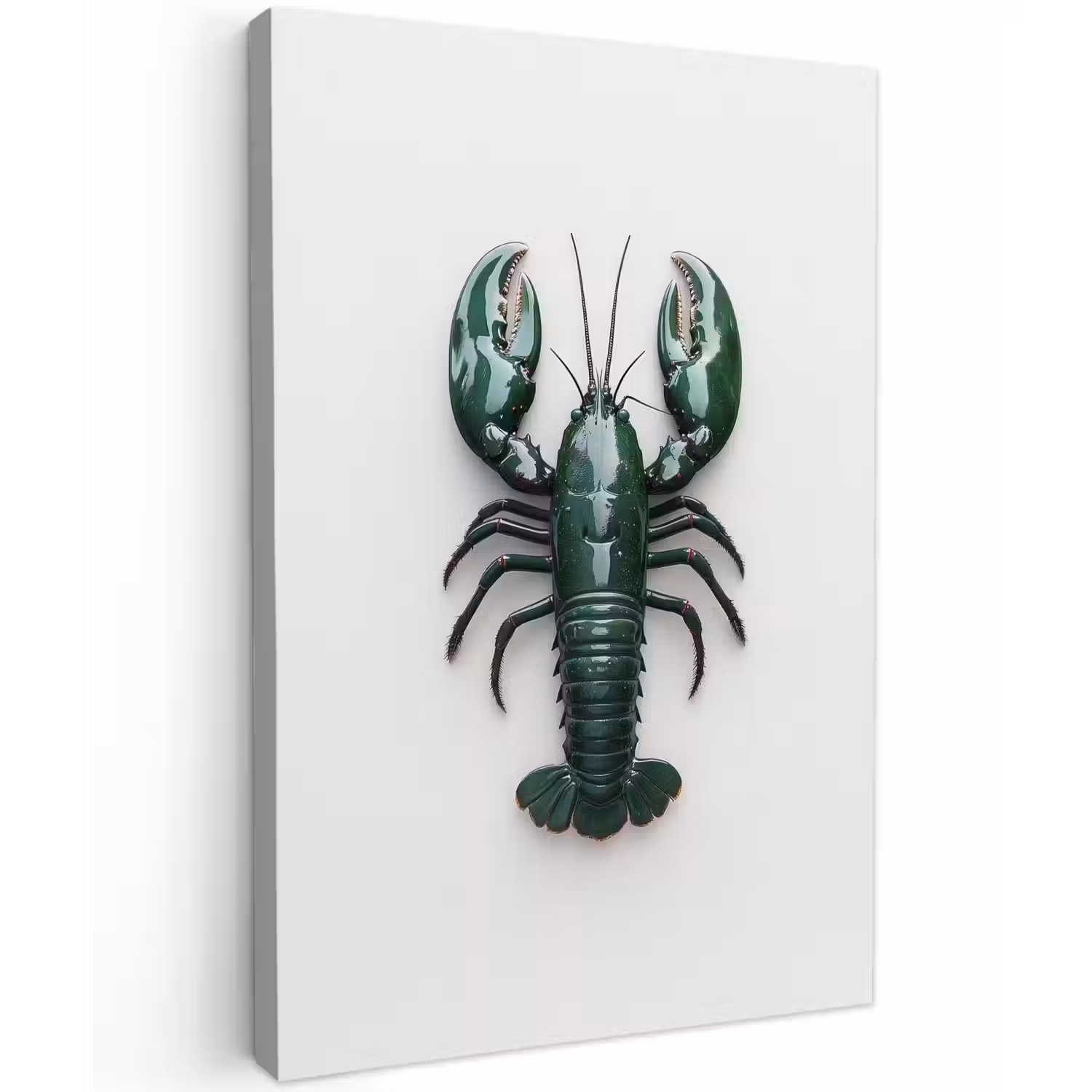Kreeft - Glossier - Groen - Wit Tuinposter op houten frame 2 cm dik klein -3d