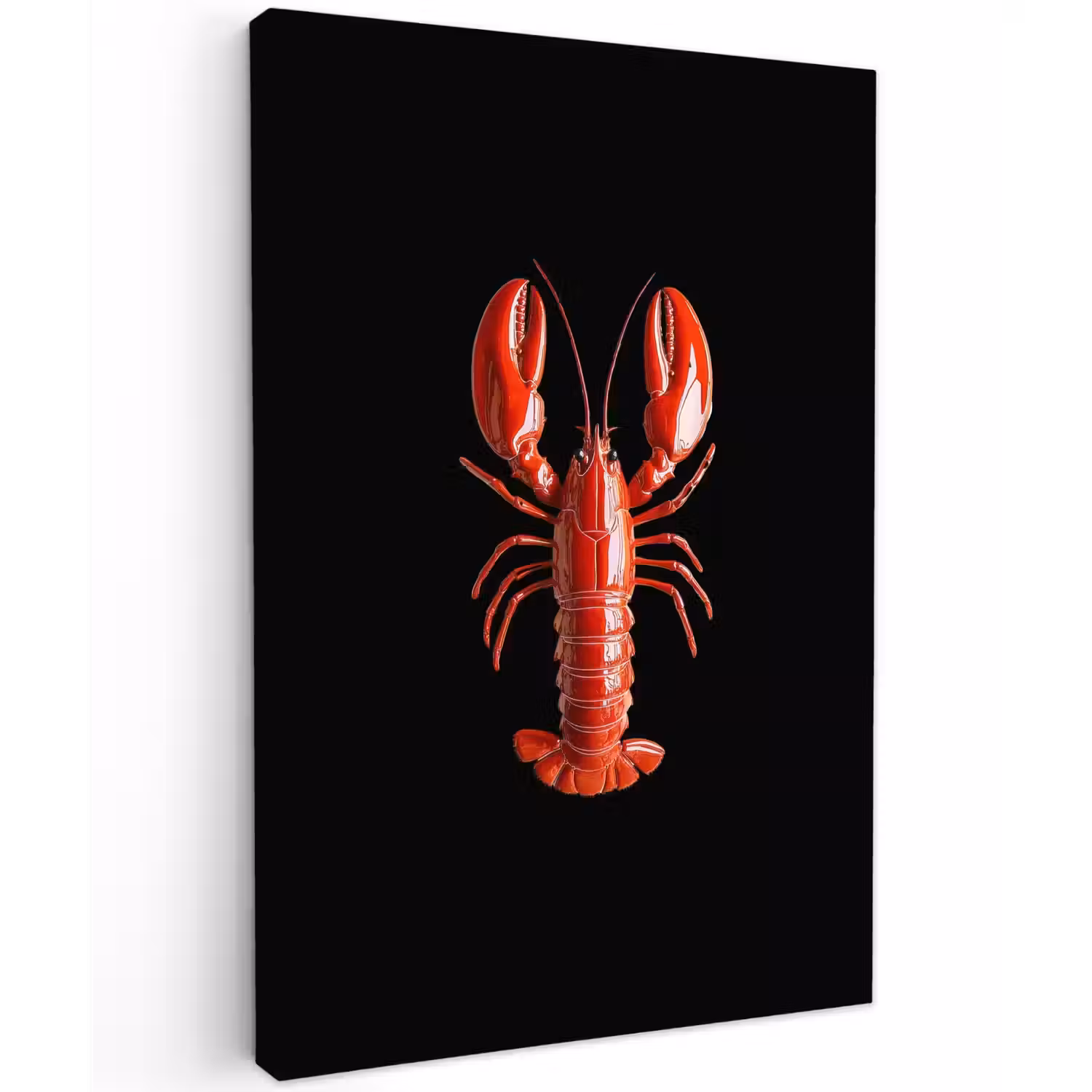 Kreeft - Glossier Rood - Zwart Tuinposter op houten frame 2 cm dik klein -3d