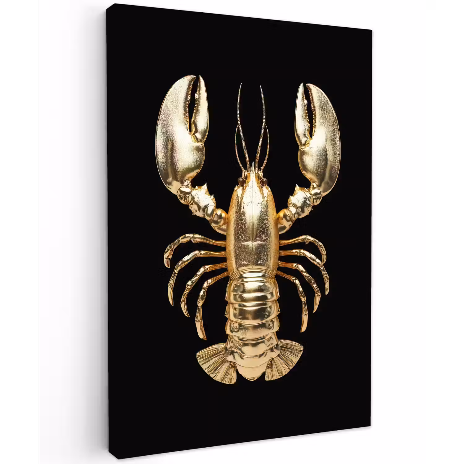Kreeft - Goud - Textuur - Zwart Tuinposter op houten frame 2 cm dik klein -3d